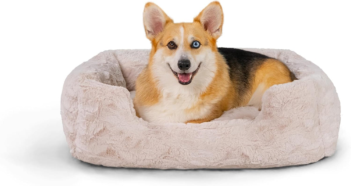 Best Friends by Sheri Lounge Dog Bed, Lux Faux Fur, Oyster, 30" x 20"