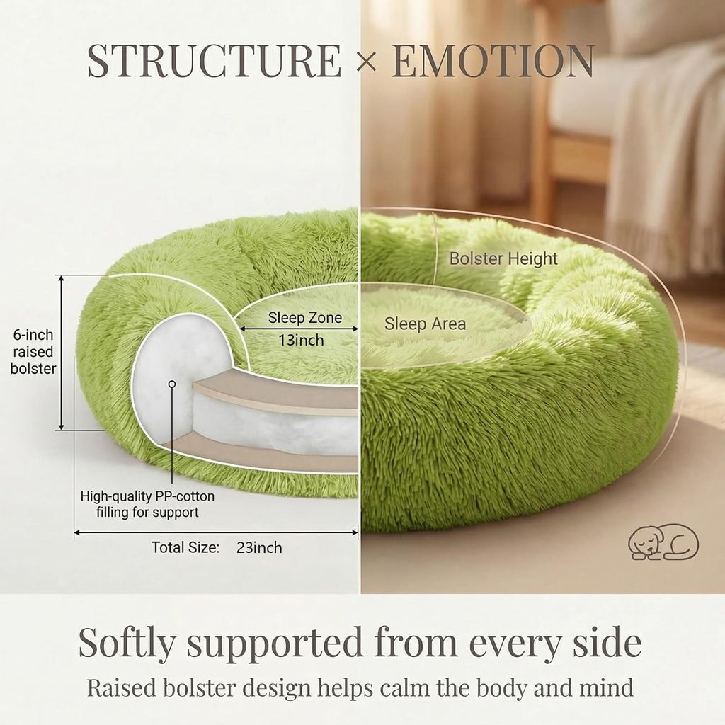 nononfish Calming Donut Dog Bed for Small Dogs,Soft Plush Pet Bed