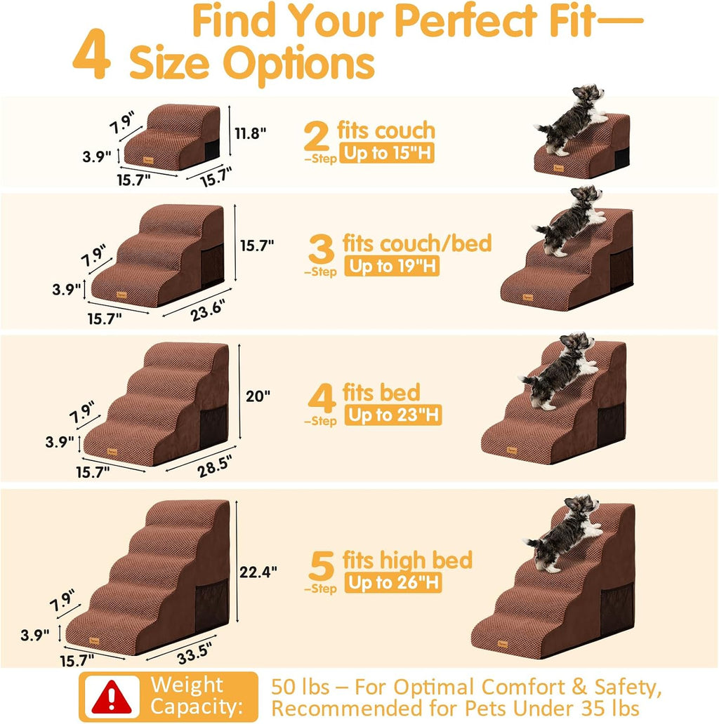 Topmart High Density Foam Dog Steps 4 Tiers, Extra Wide Deep Pet Steps