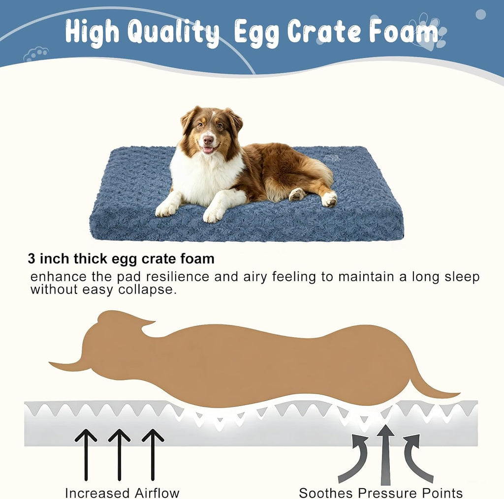 EMPSIGN Dog Bed Mat Crate Pad Mattress, Ultra Soft Pet Kennel, Navy, Large