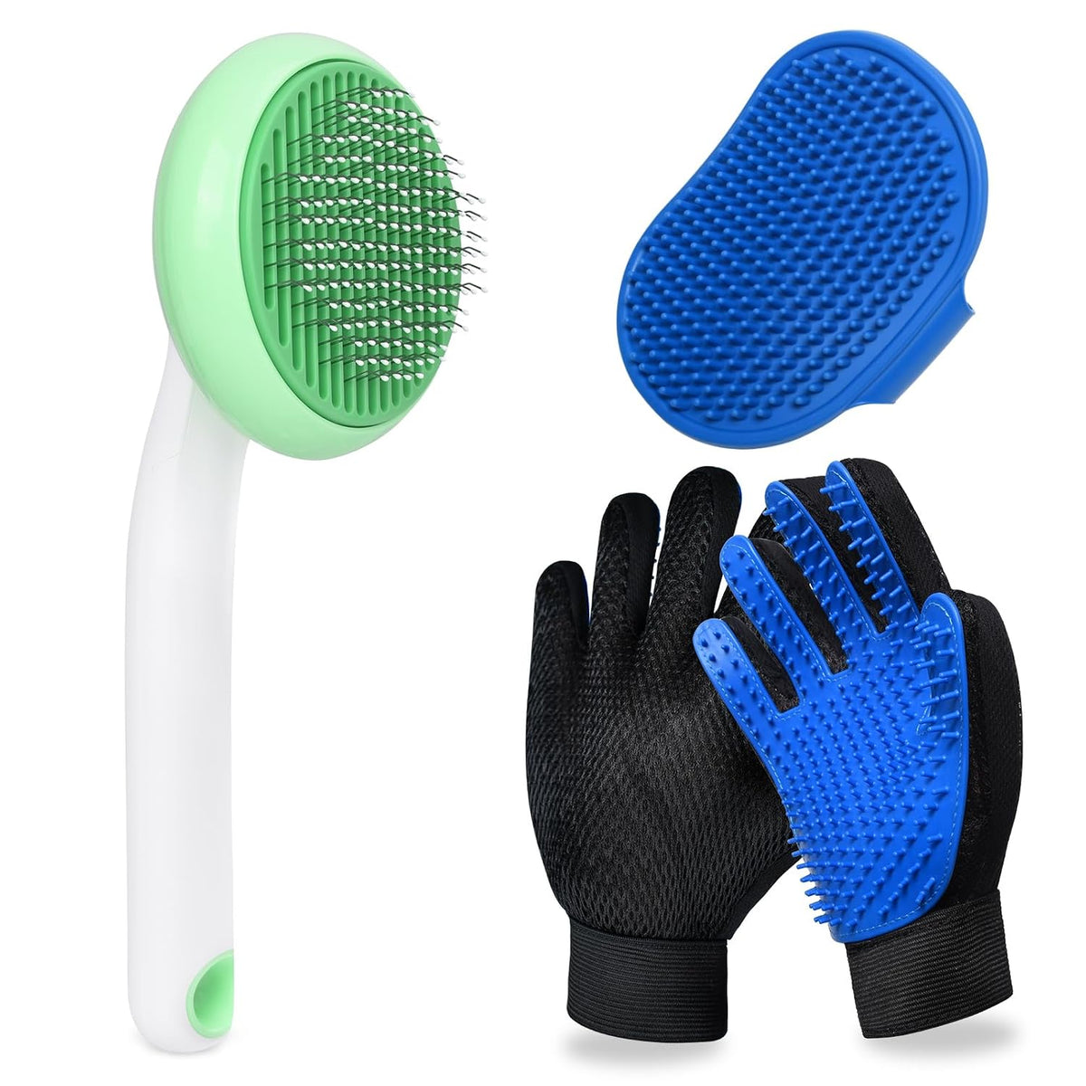 Cat Grooming Glove Brush, Self-Cleaning Slicker Pet Brush