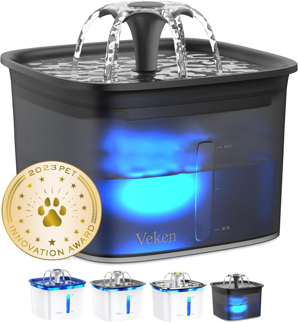 Veken Innovation Award Winner 95oz/2.8L Cat Water Fountain, C1 Classic