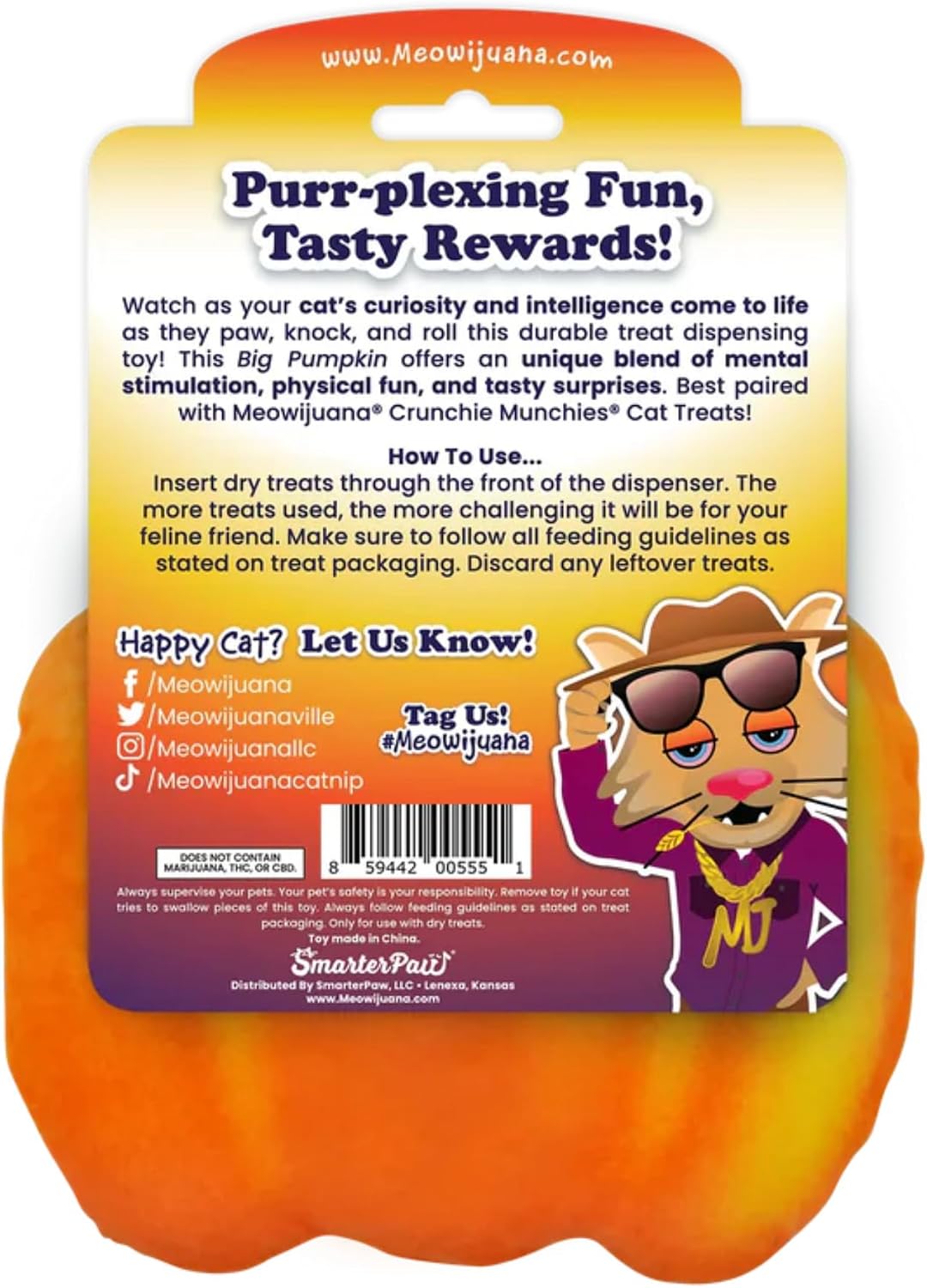 Meowijuana Knock 'n' Nibble Fall Toy & Treat Bundle | Pumpkin & Chicken