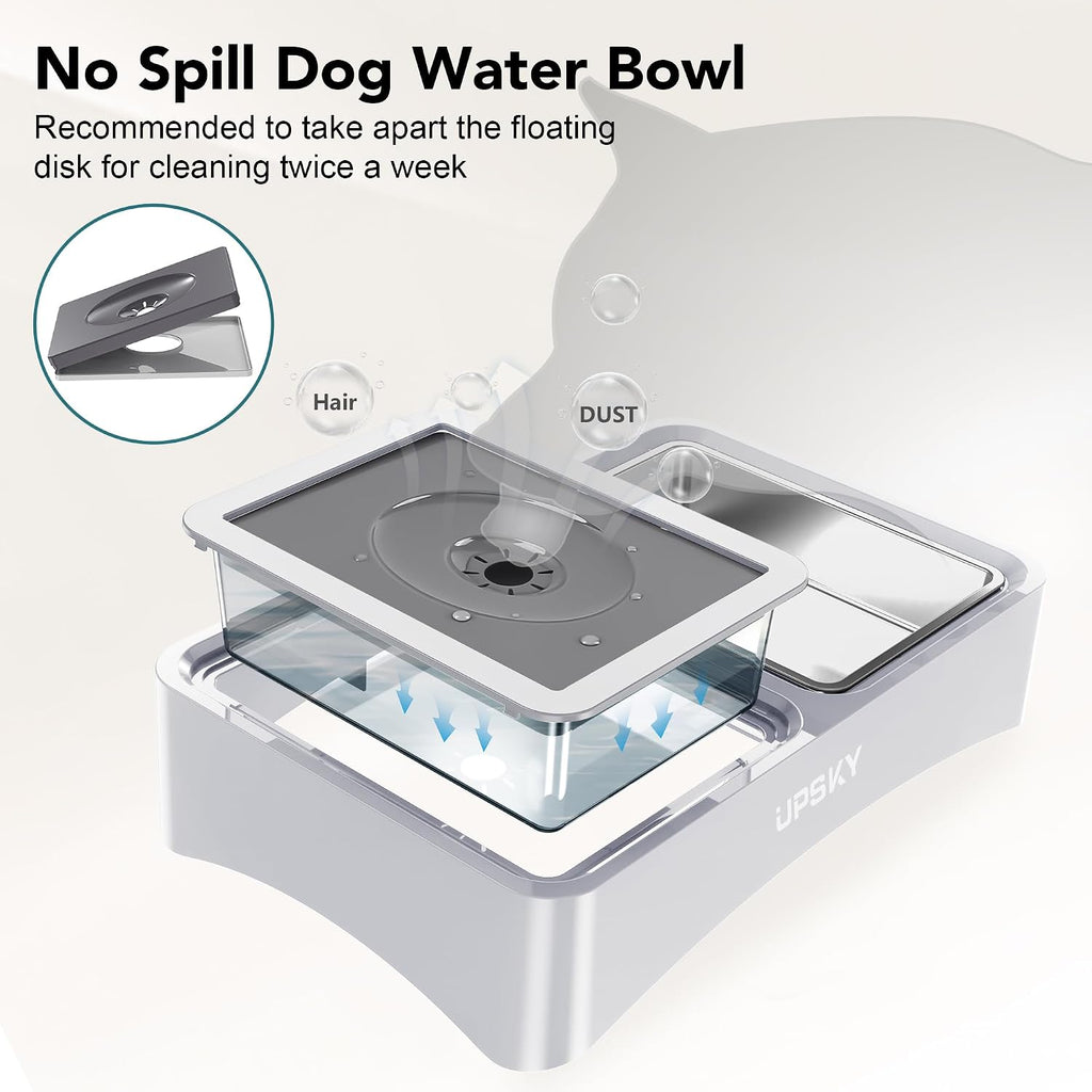 UPSKY 3-in-1 Elevated Dog Bowls Set with 4 Height Adjustable Stand, White