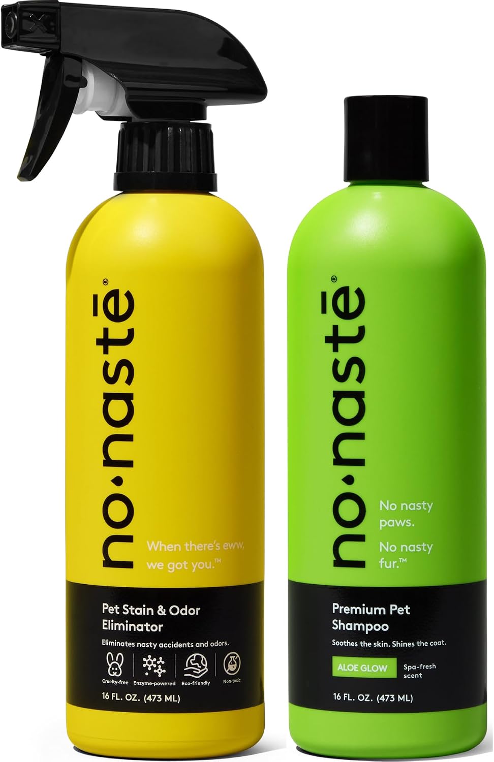 Nonaste Oatmeal Dog Shampoo & Pet Stain Odor Eliminator Set, 16 oz, Pk 2