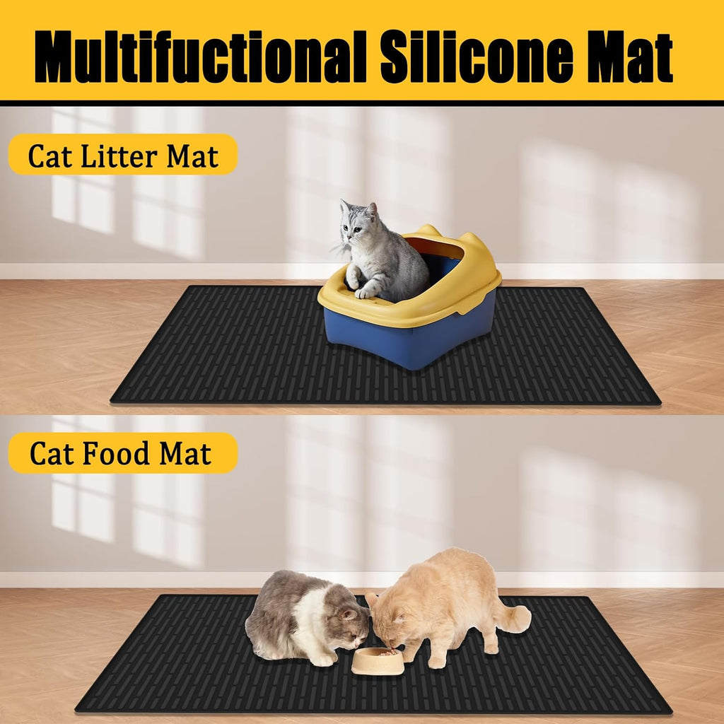 Ultibe 40"x30"(100cmx75cm) Extra Large Silicone Cat Litter Mat, XXL Litter Trapping Mat for Under Litter Box, Non-Slip Waterproof Kitty Litter Catcher, Easy to Clean Mat for Cats, Light Gray