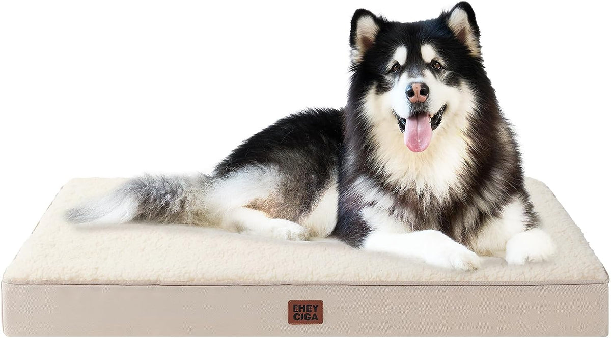 EHEYCIGA Orthopedic Dog Bed Large with Removable Washable Cover, 50IN Camel
