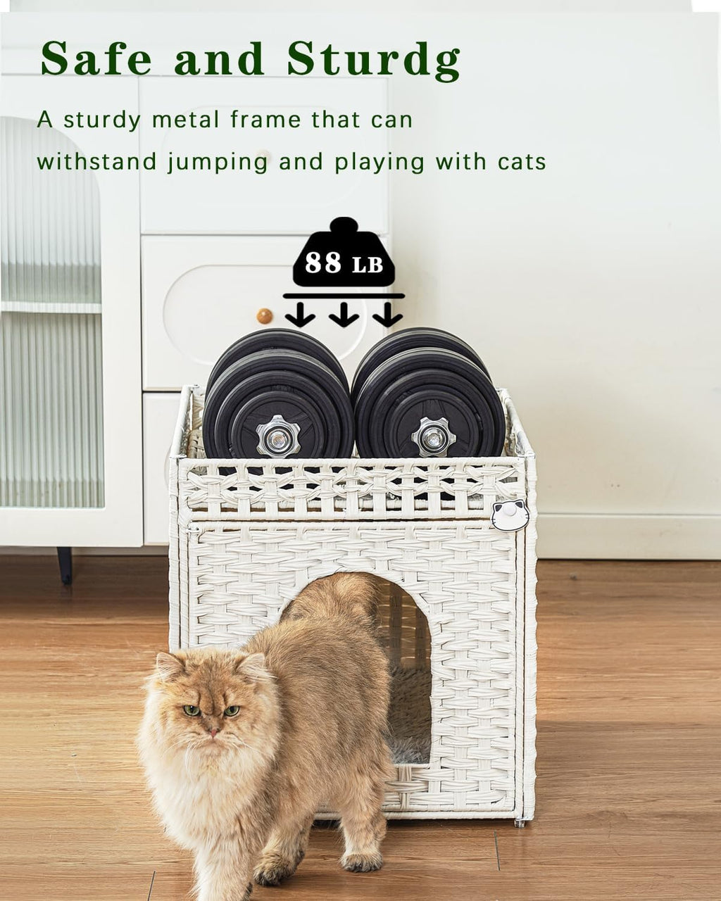SETVSON Cat Houses for Indoor Cats Extra Large Double Cat Cave, White