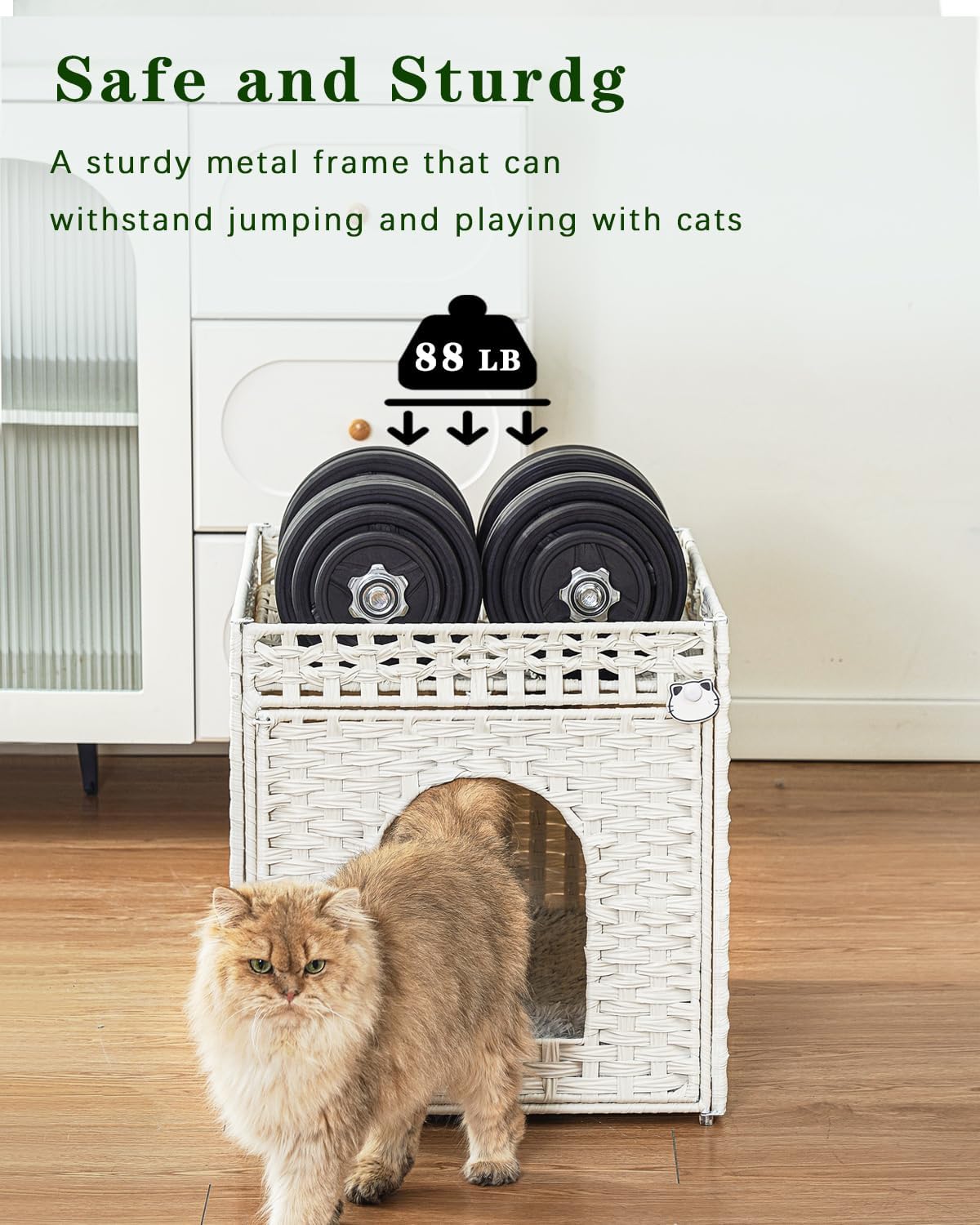 SETVSON Cat Houses for Indoor Cats Extra Large Double Cat Cave, White
