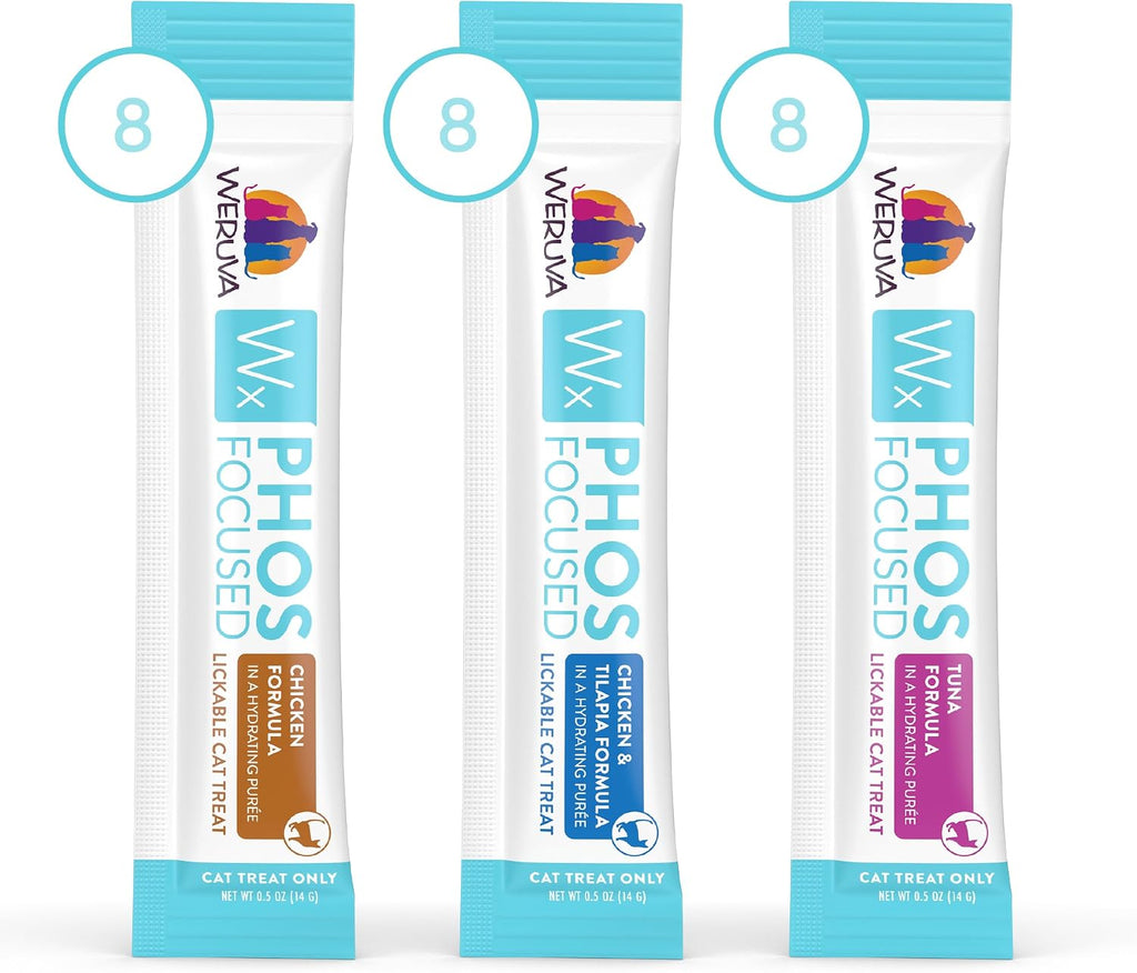 Weruva Wx Phos Focused, Lickable Cat Treats Variety Pack, 0.5oz Tube, Pack of 24