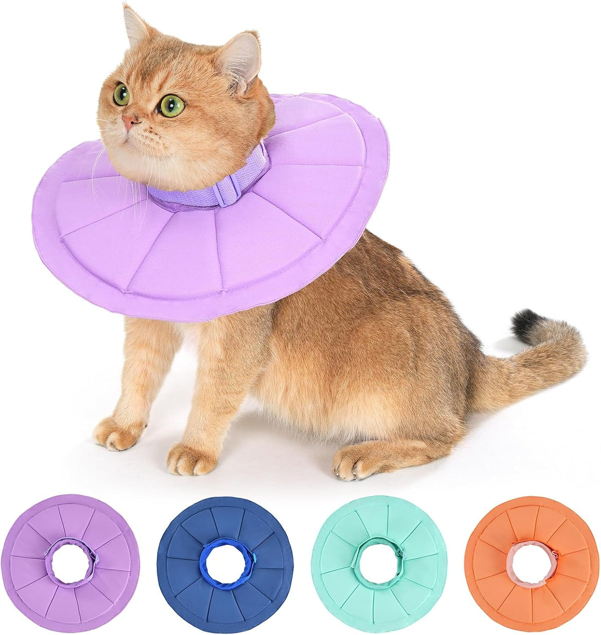 Avont Inflatable Cat Cone, Lightweight Recovery Collar, L Purple