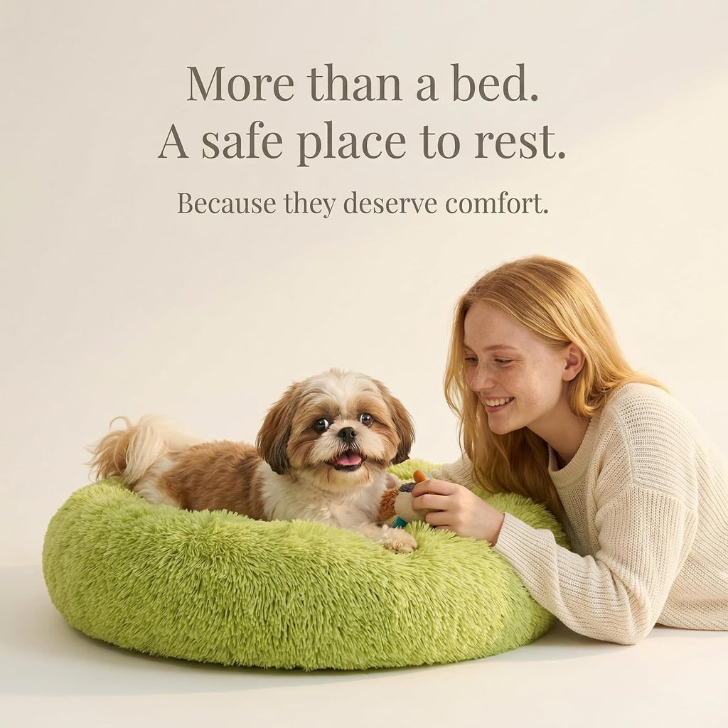 nononfish Calming Donut Dog Bed for Small Dogs,Soft Plush Pet Bed