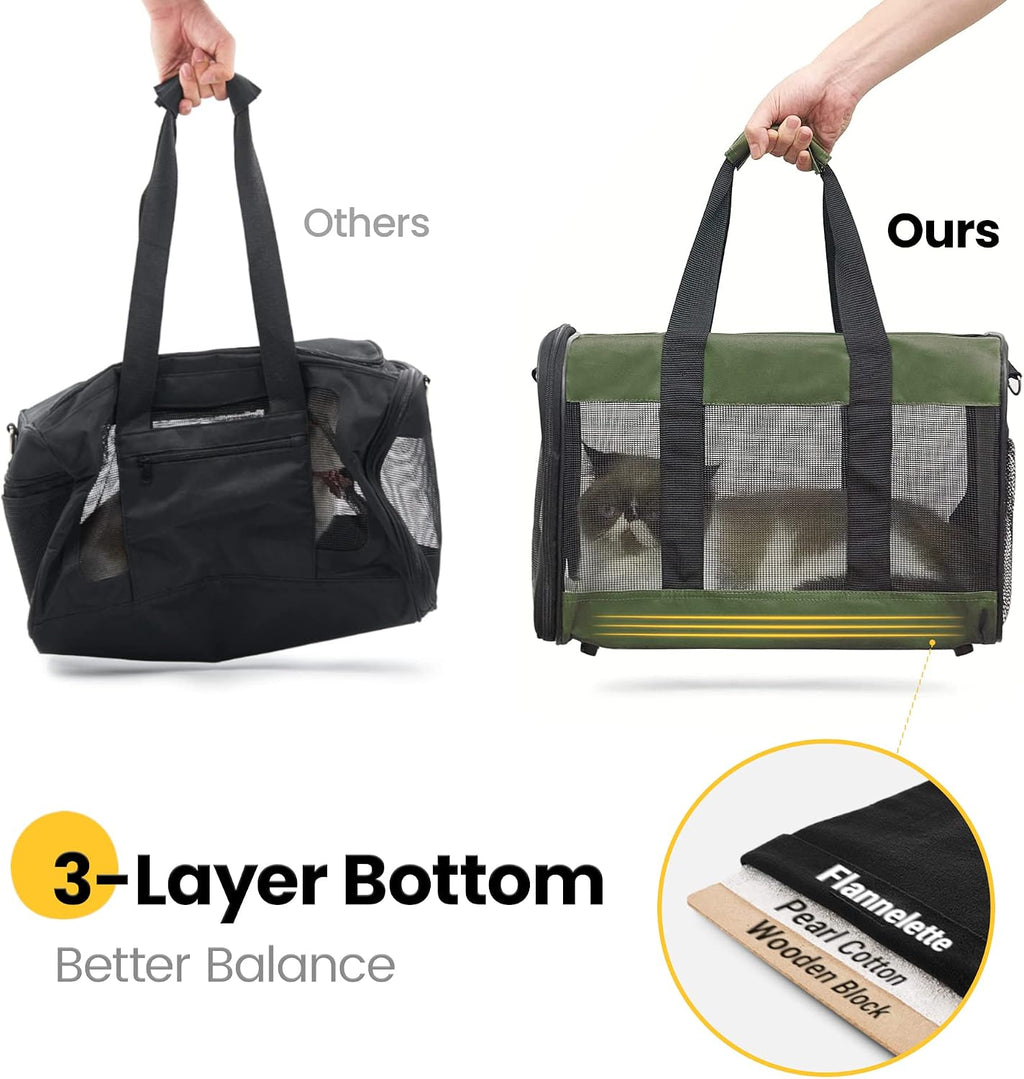 Conlun Cat Carrier Soft-Sided Pets Travel Carriers,Green M
