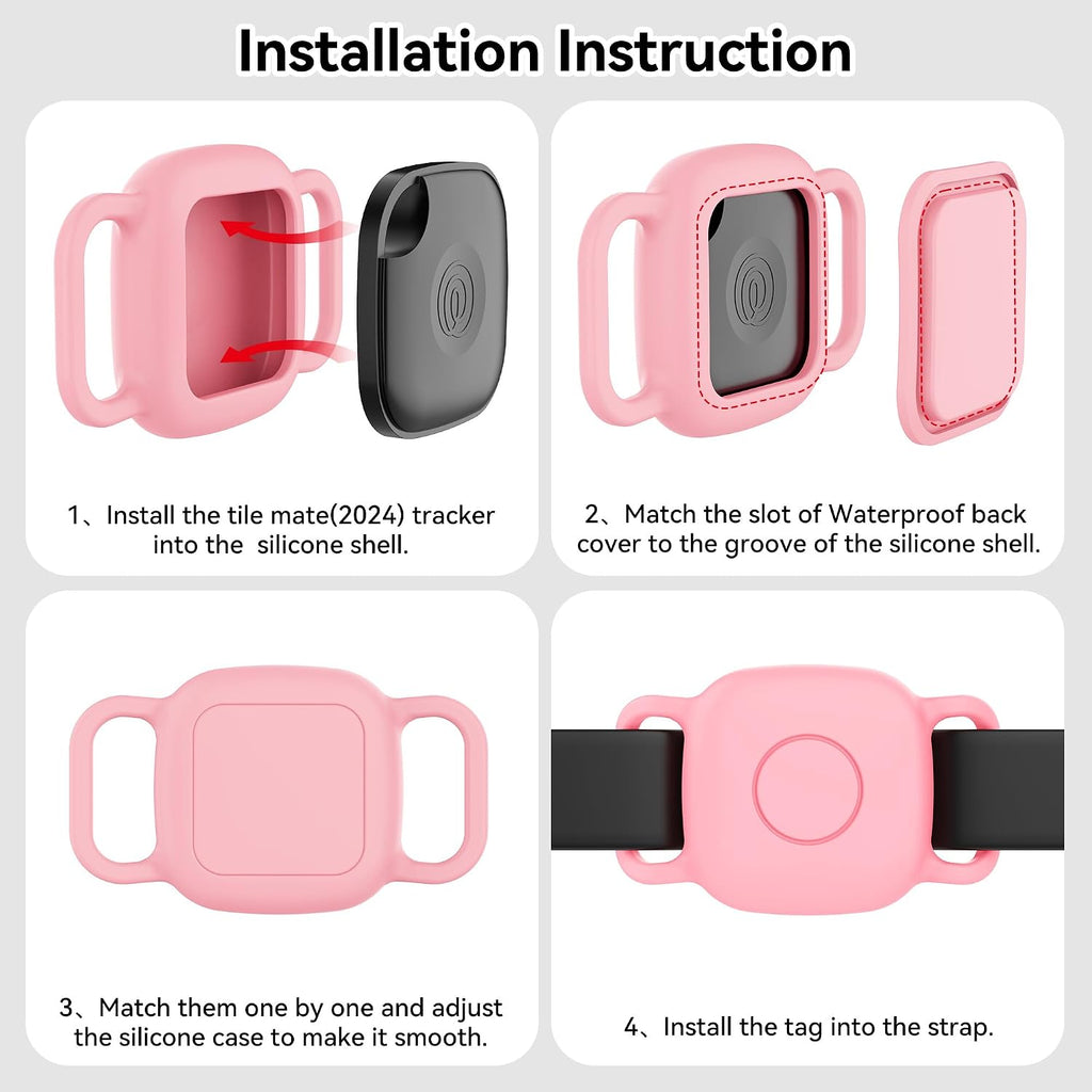 DDJ Waterproof Dog Collar Holder for Life360 Tile Mate, 4-Pack, Multi