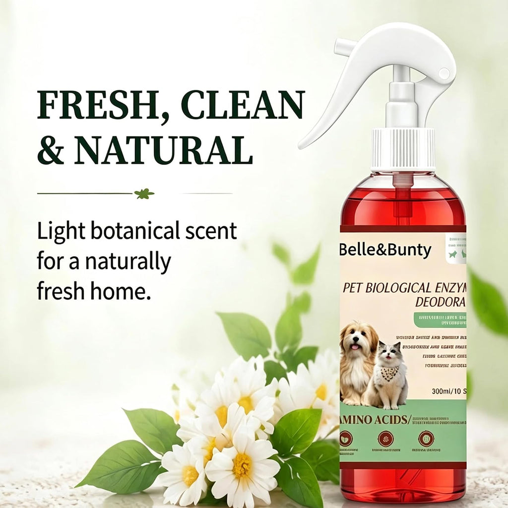 Belle & Bunty Pet Odor Eliminator Spray, Enzyme Cleaner for Dog Urine and Cat Urine, Pet Stain & Odor Remover for Carpet, Cat Litter Deodorizer, Dog Pee Cleaner for Home, Kennel and Furniture, 300ml