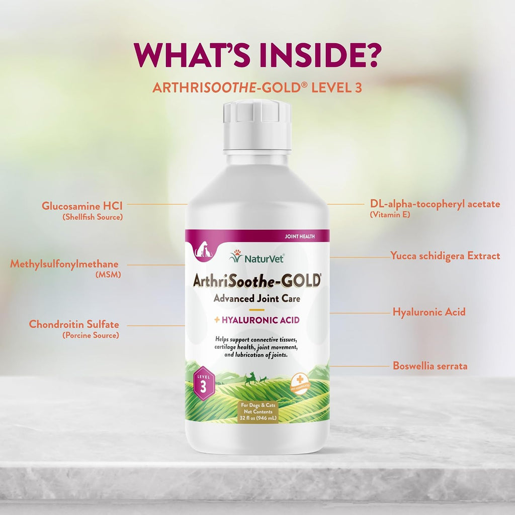 NaturVet ArthriSoothe-Gold Level 3 Advanced Joint Care for Dogs - 32 oz