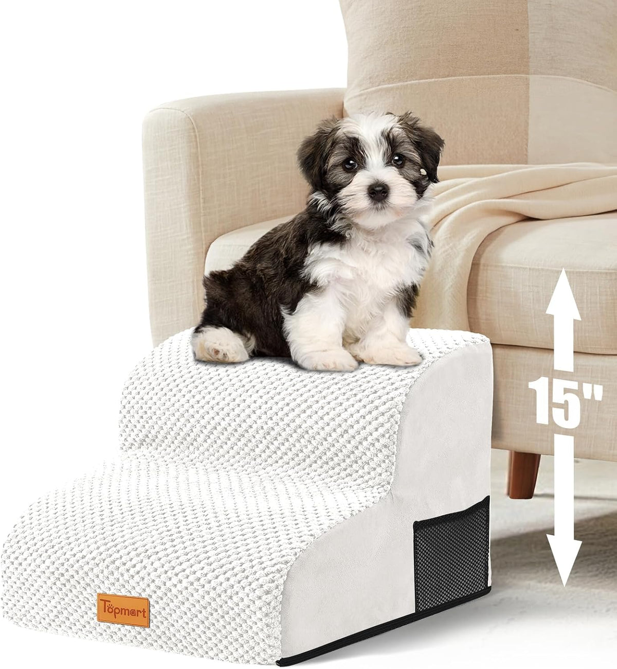 Topmart High Density Foam Pet Steps 2 Tiers,11.8" High,Non-Slip Dog Stairs