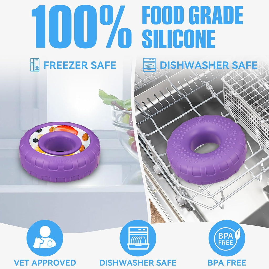 Dog Enrichment Lick Bowl, Bestalk Slow Feeder Lick Mat for Dogs, Freeze Puzzle Licking Bowl for Anxiety Relief, BPA Free Silicone, Dishwasher Safe(Purple,L)