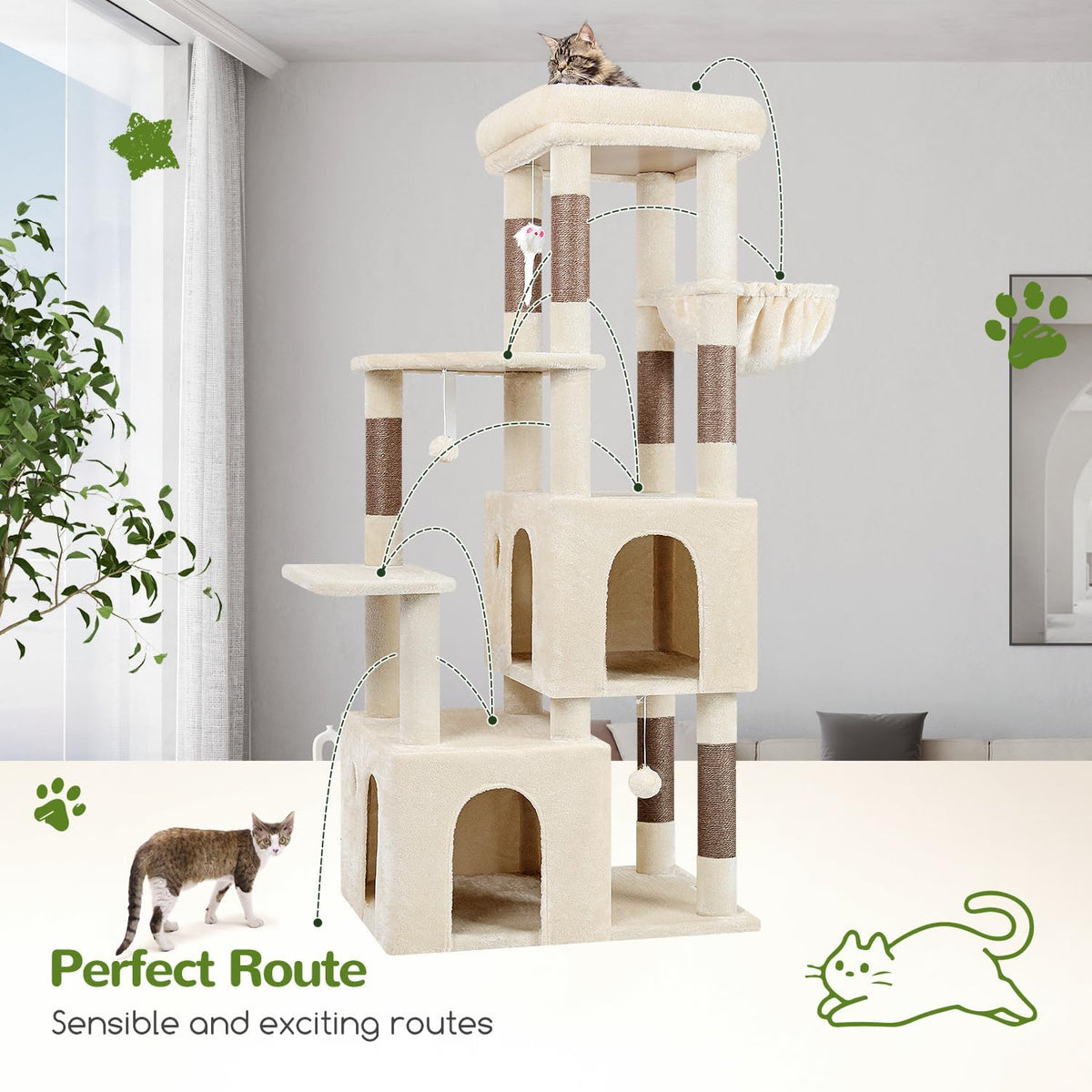 Globlazer Heavy Duty Cat Trees for Big Cats Maine Coon, F61, Beige