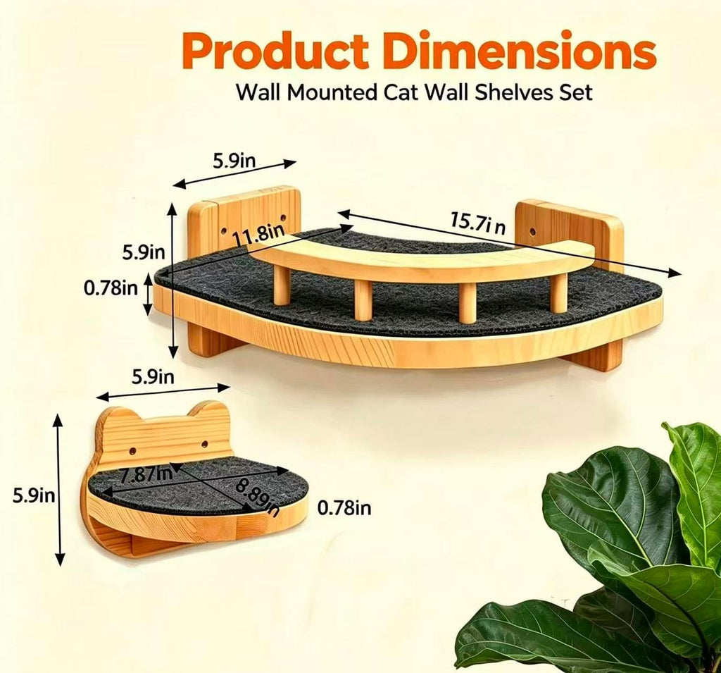 LSCQYYCC- Cat Wall Shelves, Cat Shelf with 3Wide Perch Steps, Modern Floating Cats Stairs for Indoor Sleeping, Playing, Climbing