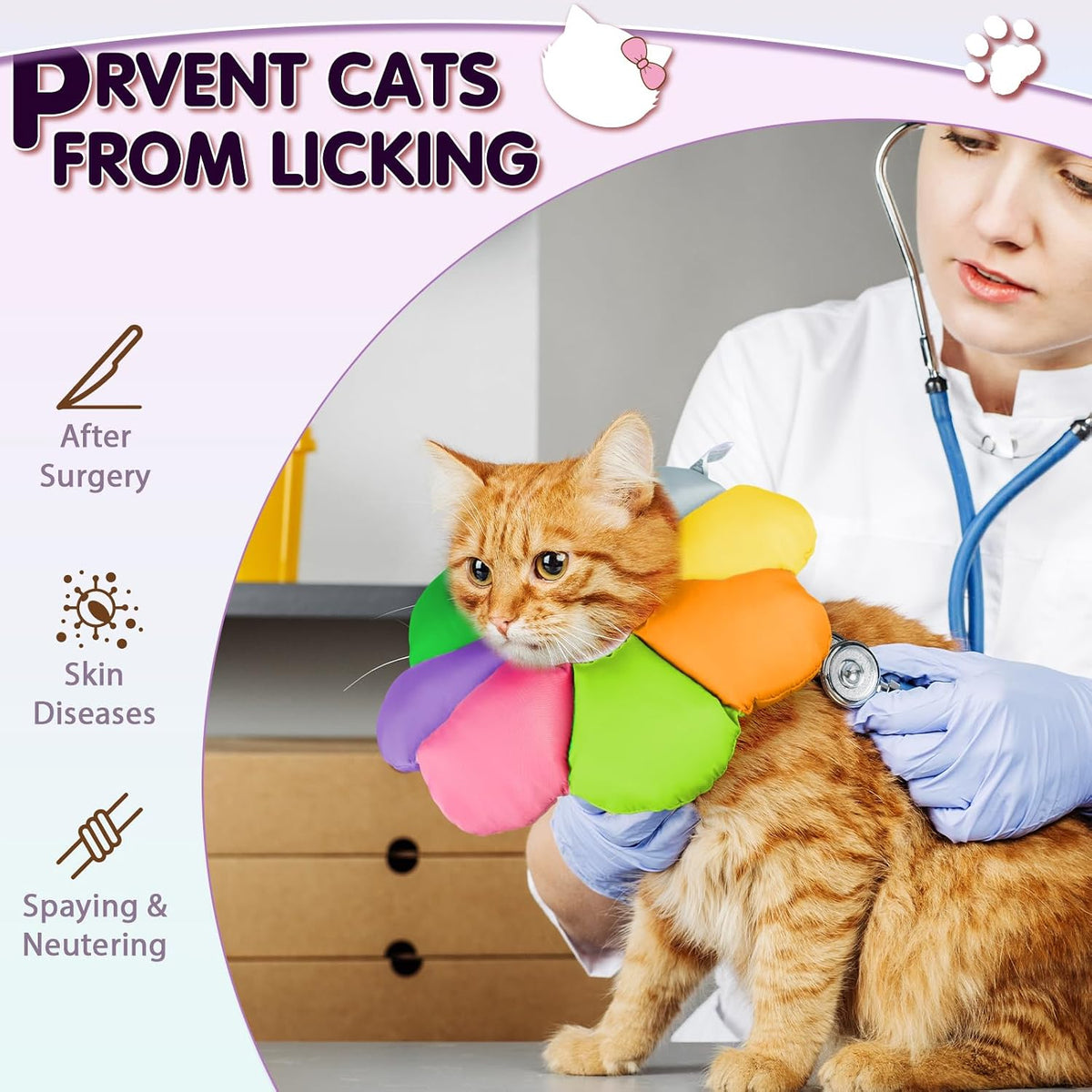 ANWA Waterproof Cat Cone Collar Soft, Cat Donut Collar After Surgery