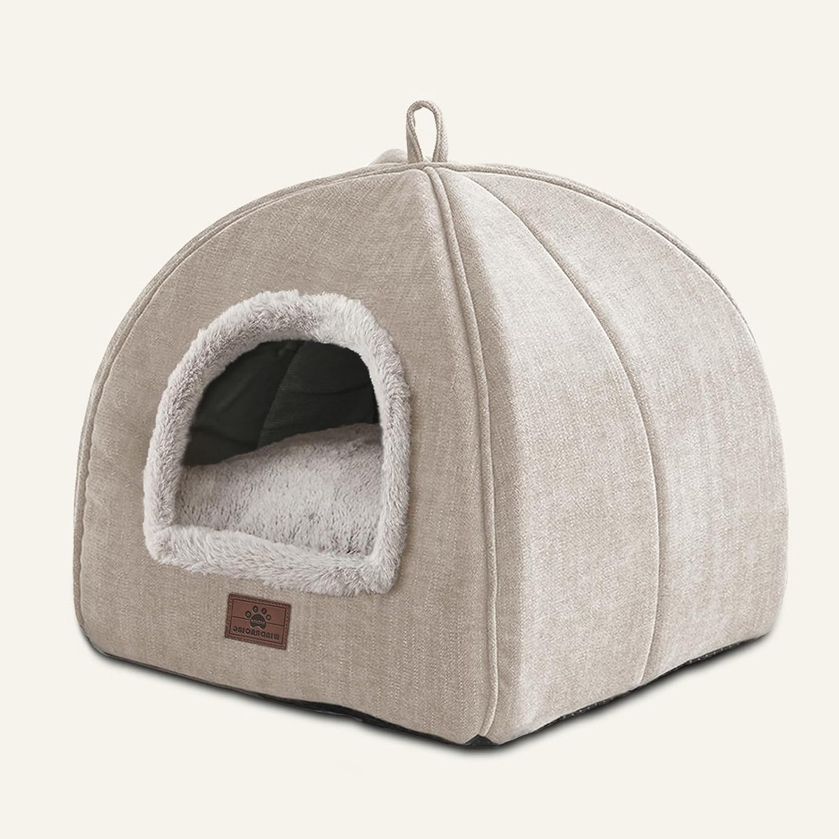 Cat Beds for Indoor Cats - Cat House CaveTent with Removable Washable Cushioned Pillow, Soft and Self Kitten beds,Pet Bed,Beige