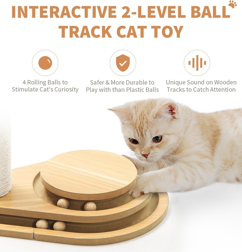 Made4Pets Cat Scratching Post for Indoor Cats with Ball Track 23.4"