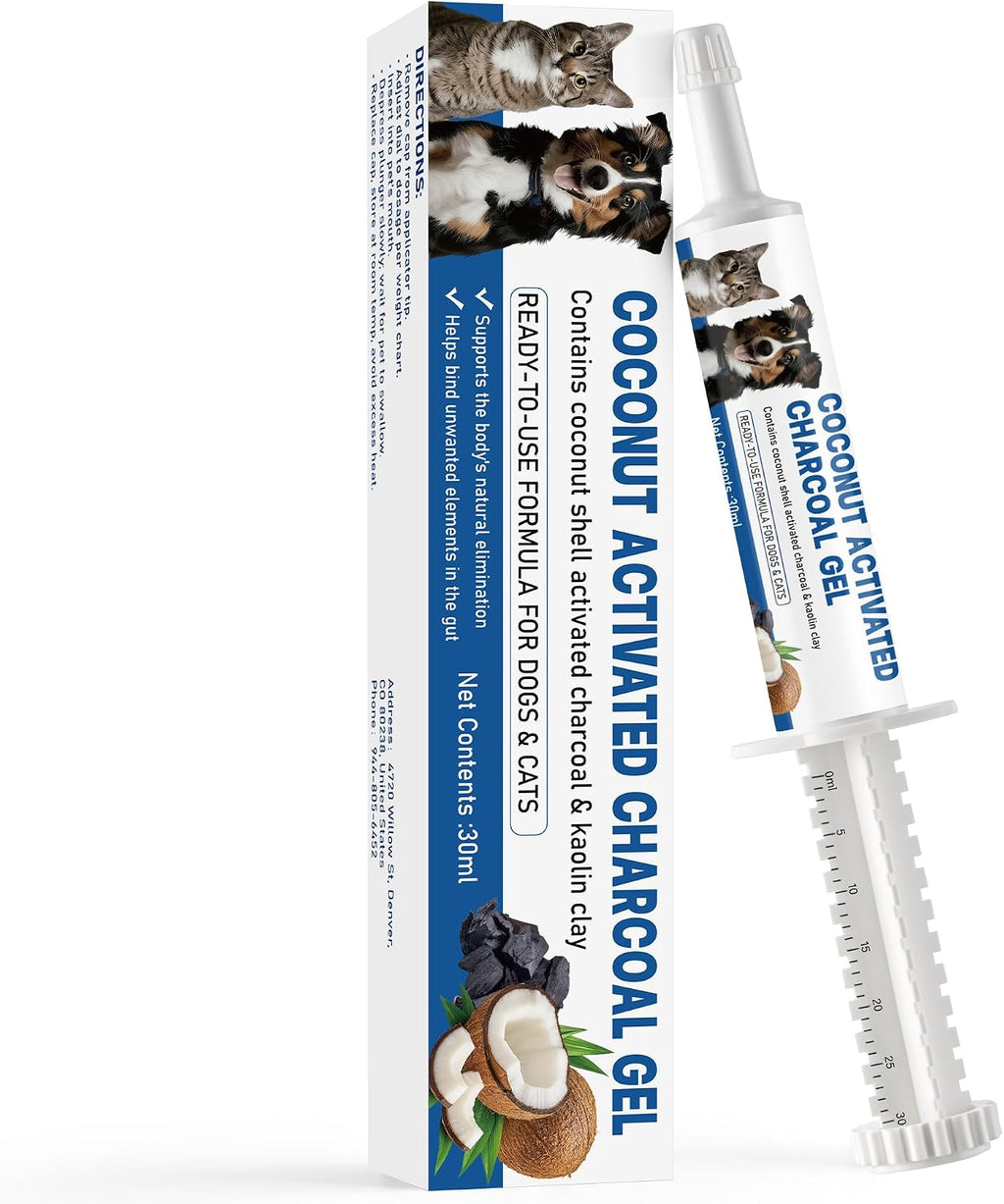 Activated Charcoal for Dogs & Cats, 30mL Pet First Aid for Accidental Toxin Ingestion, Toxin Absorber for Pet Emergency, Supports Healthy Digestive Function, Ready-to-Use Oral Gel
