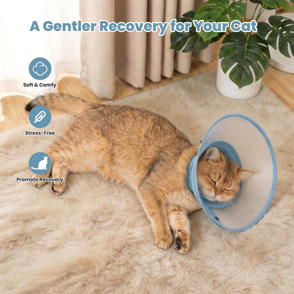 Avont Soft Mesh Cat Cone, Adjustable Anti-Lick E-Collar (Blue S)