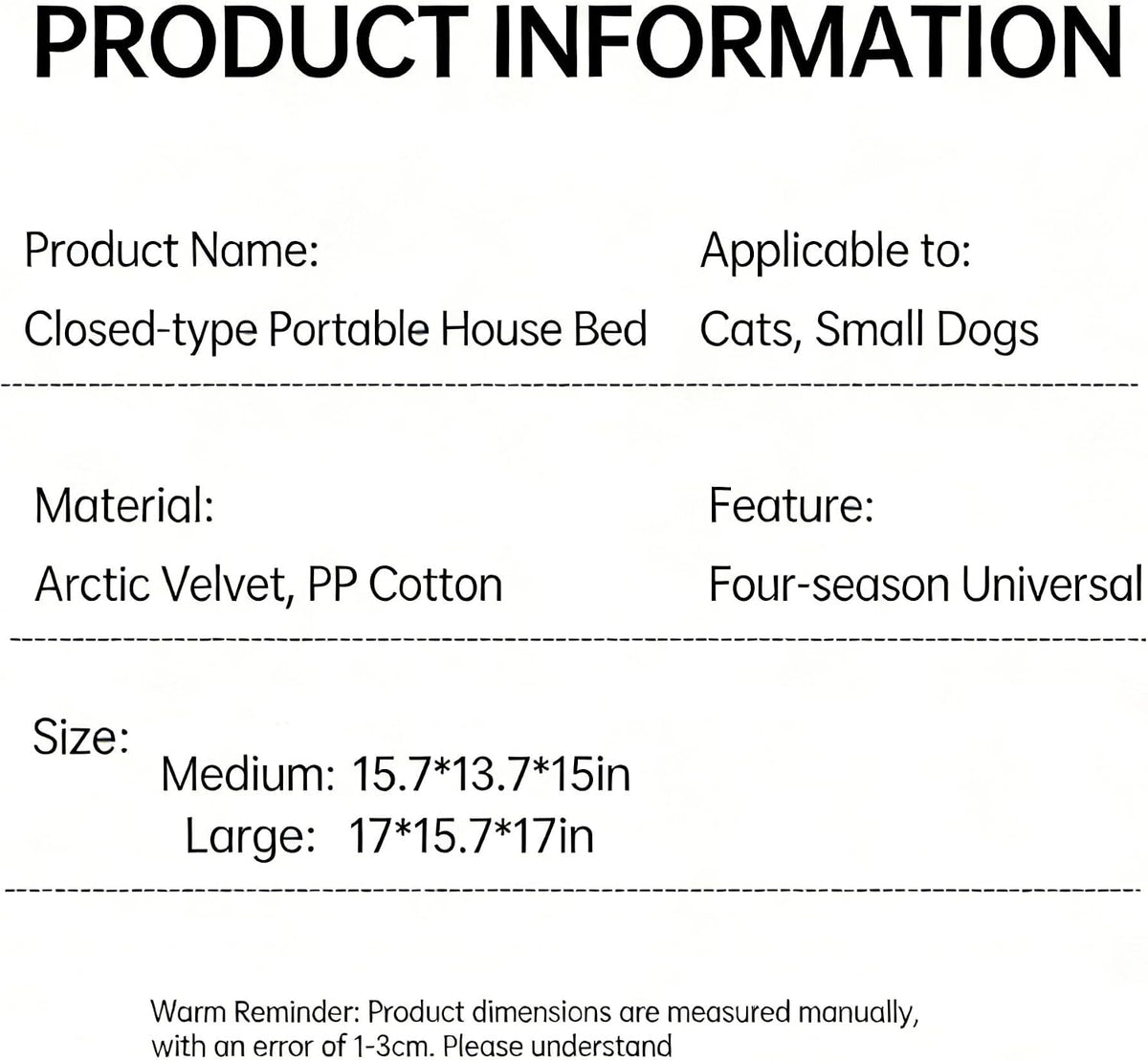 Cat Bed for Indoor Cats, Cartoon Pattern Cat Cave Bed with Handle Design, Soft Cat Hideaway Indoor, Lovely Cat House for Kitten, Puppy & Small Pets(L)