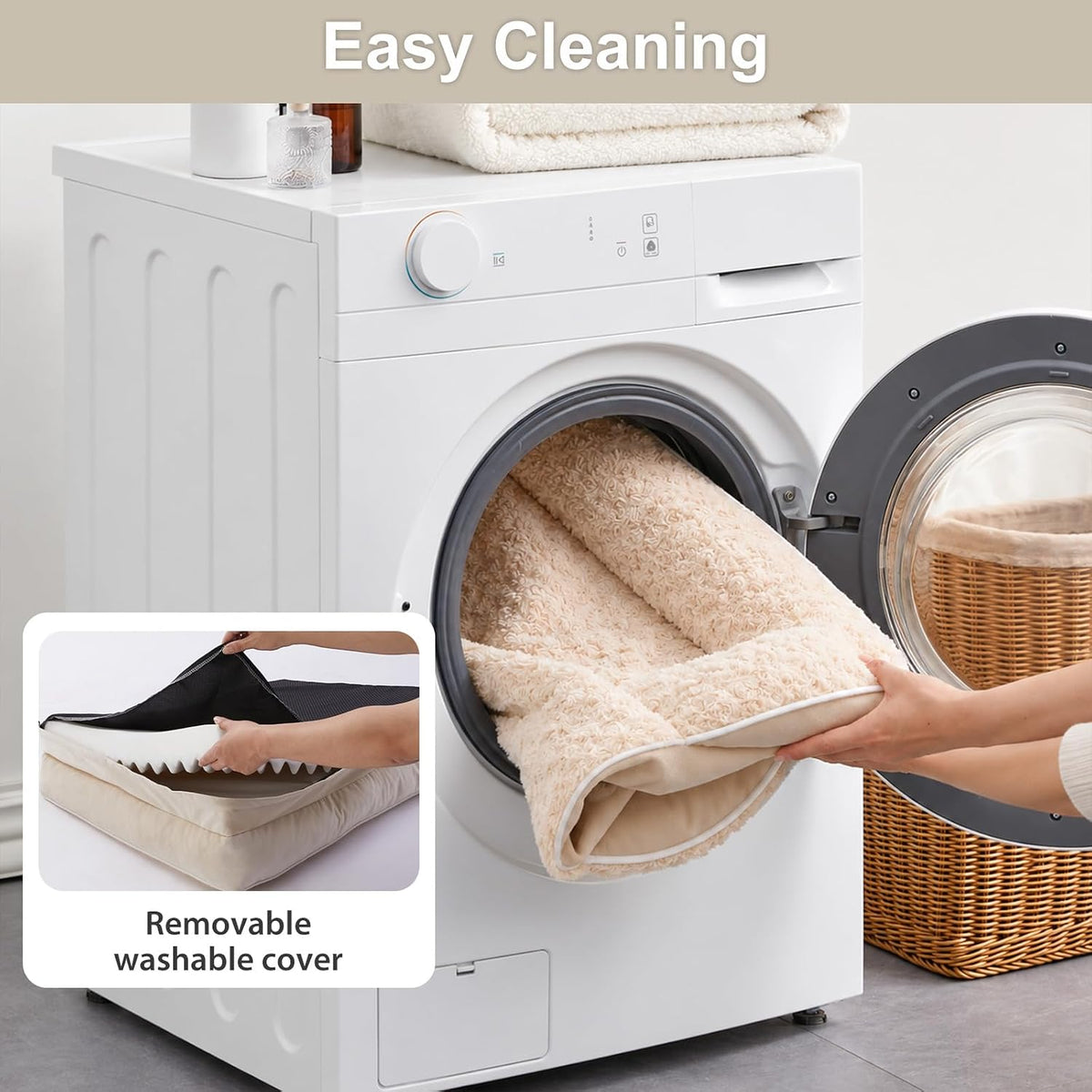 WNPETHOME Orthopedic Washable Dog Bed Large for Senior Dog Cozy Sleep