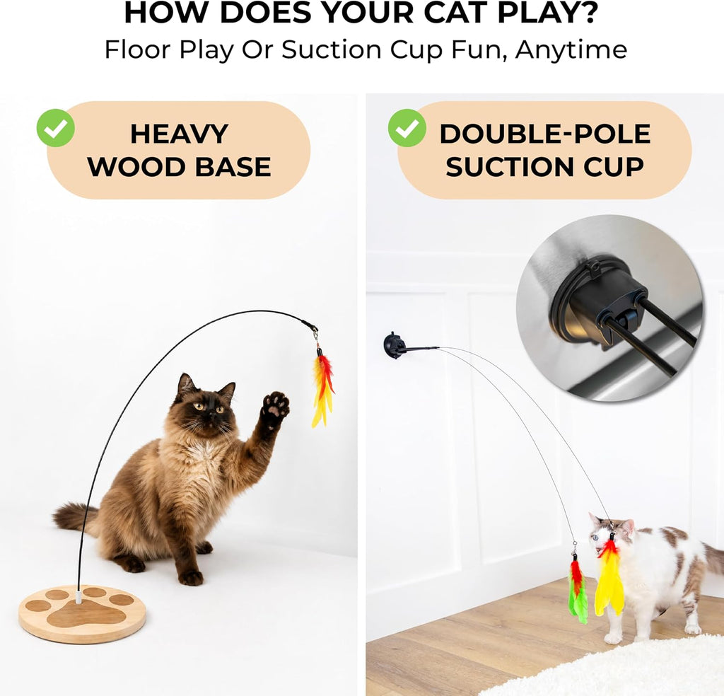 Cat Toys for Indoor Cats, Interactive Cat Toy Wand, Kitten Stuff, 18 Lures