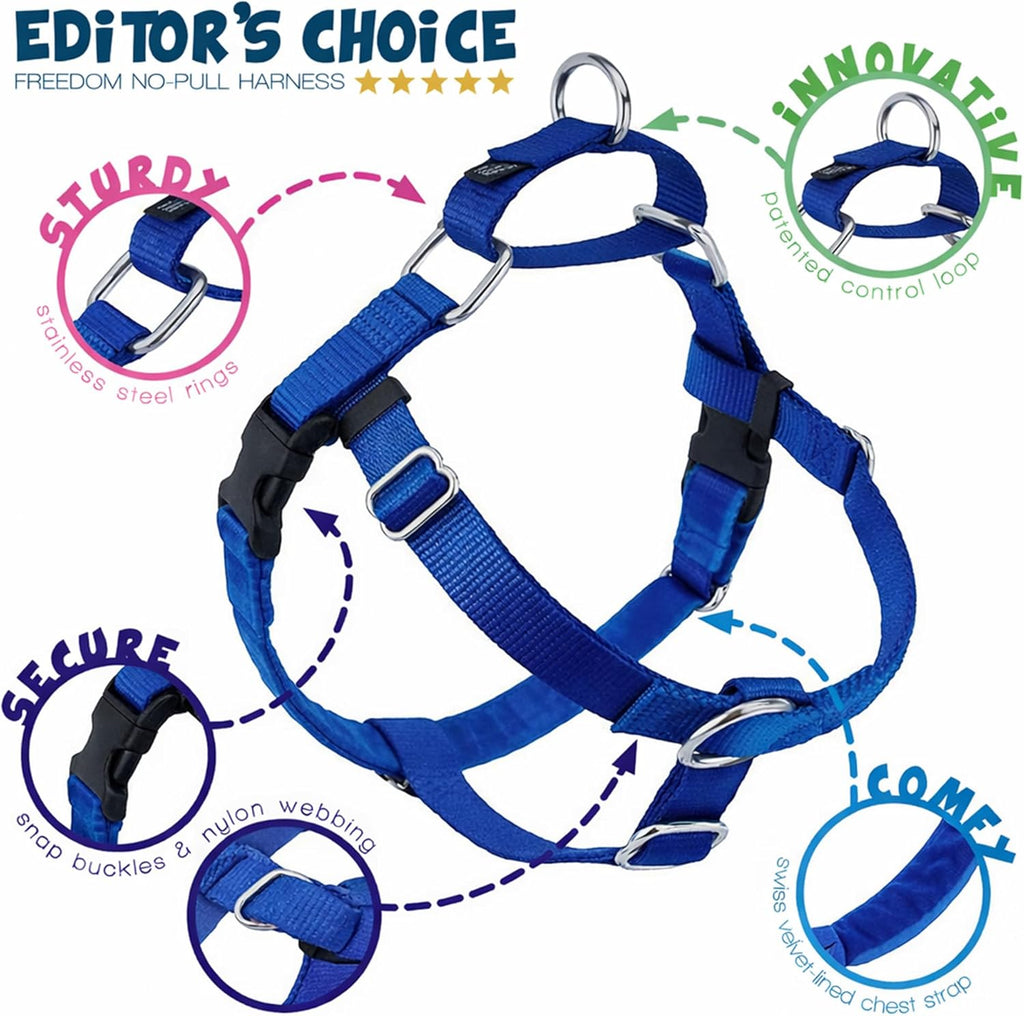 2 Hounds Design Freedom No Pull Dog Harness and Leash, 1" XXL, Royal Blue