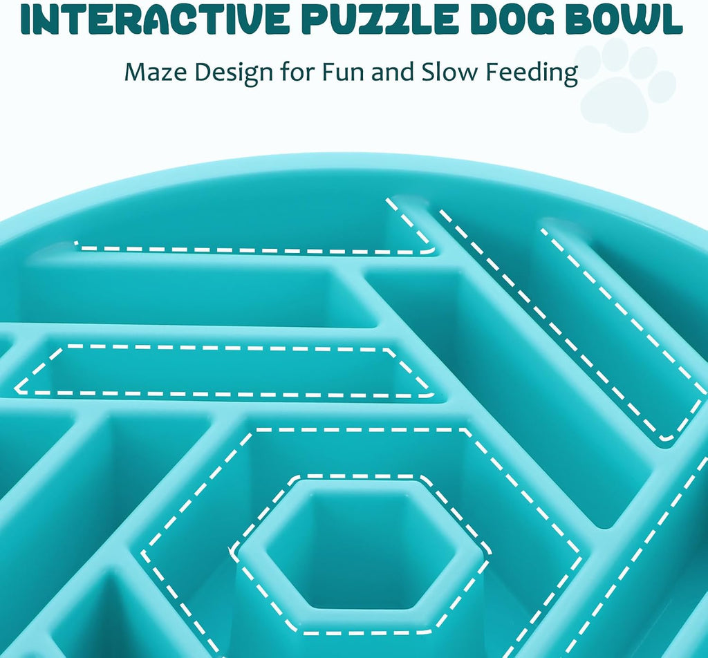 WHIPPY Slow Feeder Dog Bowl, Puzzle Maze Design to Slow Down Eating, 3-Cup Capacity, Anti-Gulping Food Bowl for Medium & Large Dogs,Sky Blue