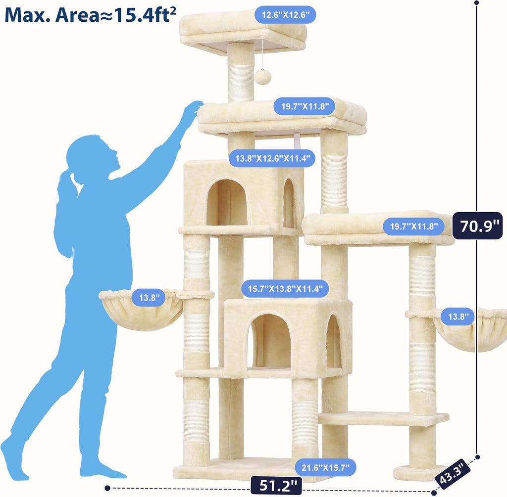 Hey-brother Cat Tree Tower with Stable Extended Base, 3 Platforms, MPJ038M