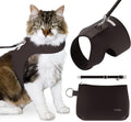 Cat Harness, Collar & Leash Set - Escape Proof Adjustable Choke Free Velcro Harness Vest for Walking Cats & Kittens (Sable Brown, Large)