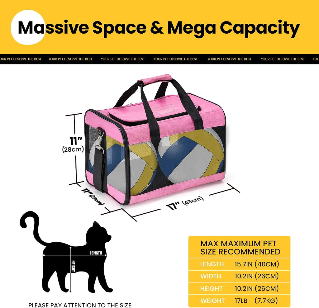 Conlun Cat Carrier Soft-Sided Pets Travel Carriers,Pink M