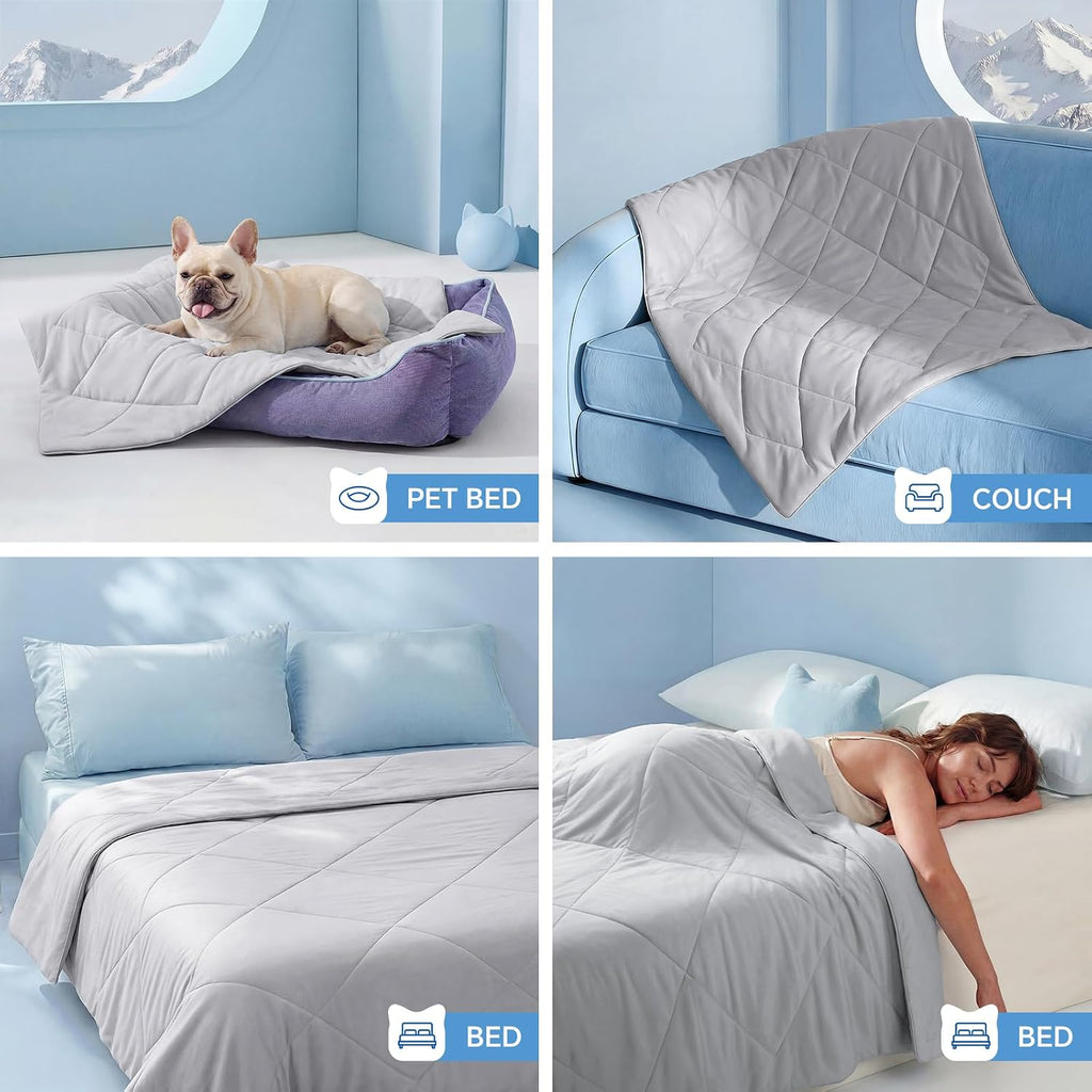 Luciphia Silky Cooling Dog Blanket Q-MAX>0.4 Throw Cat Mat Light Grey,40x60