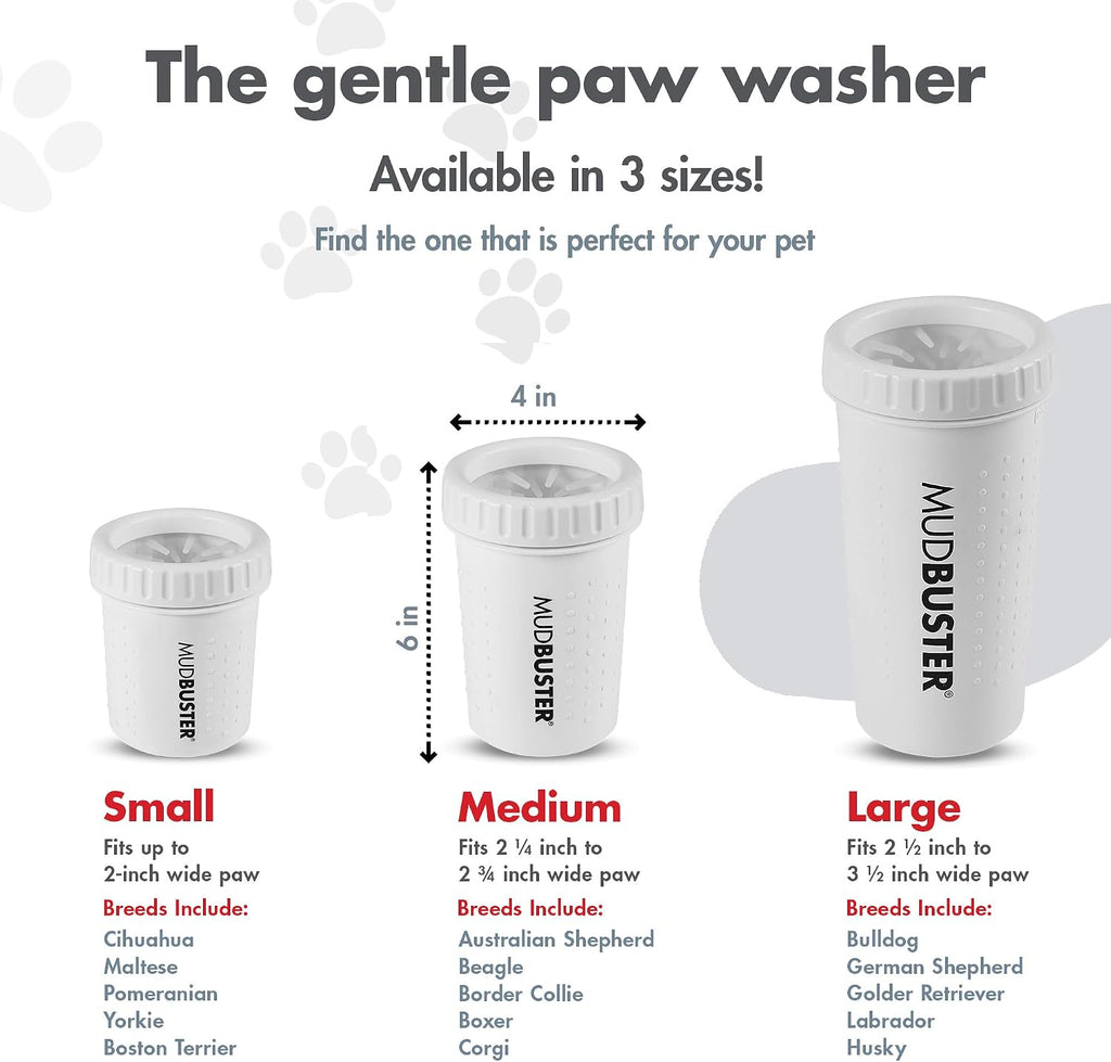 Dexas MudBuster Portable Dog Paw Cleaner, Medium, Bright White Special Edition, Premium Pet Supplies and Accessories