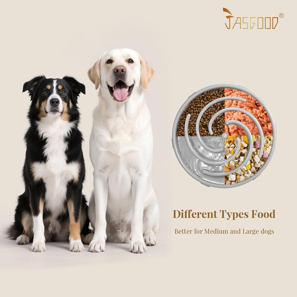 JASGOOD Slow Feeder Dog Bowl - Anti-Gulping, Prevents Bloat & Choking, Healthy Design for Large & Medium Dogs 