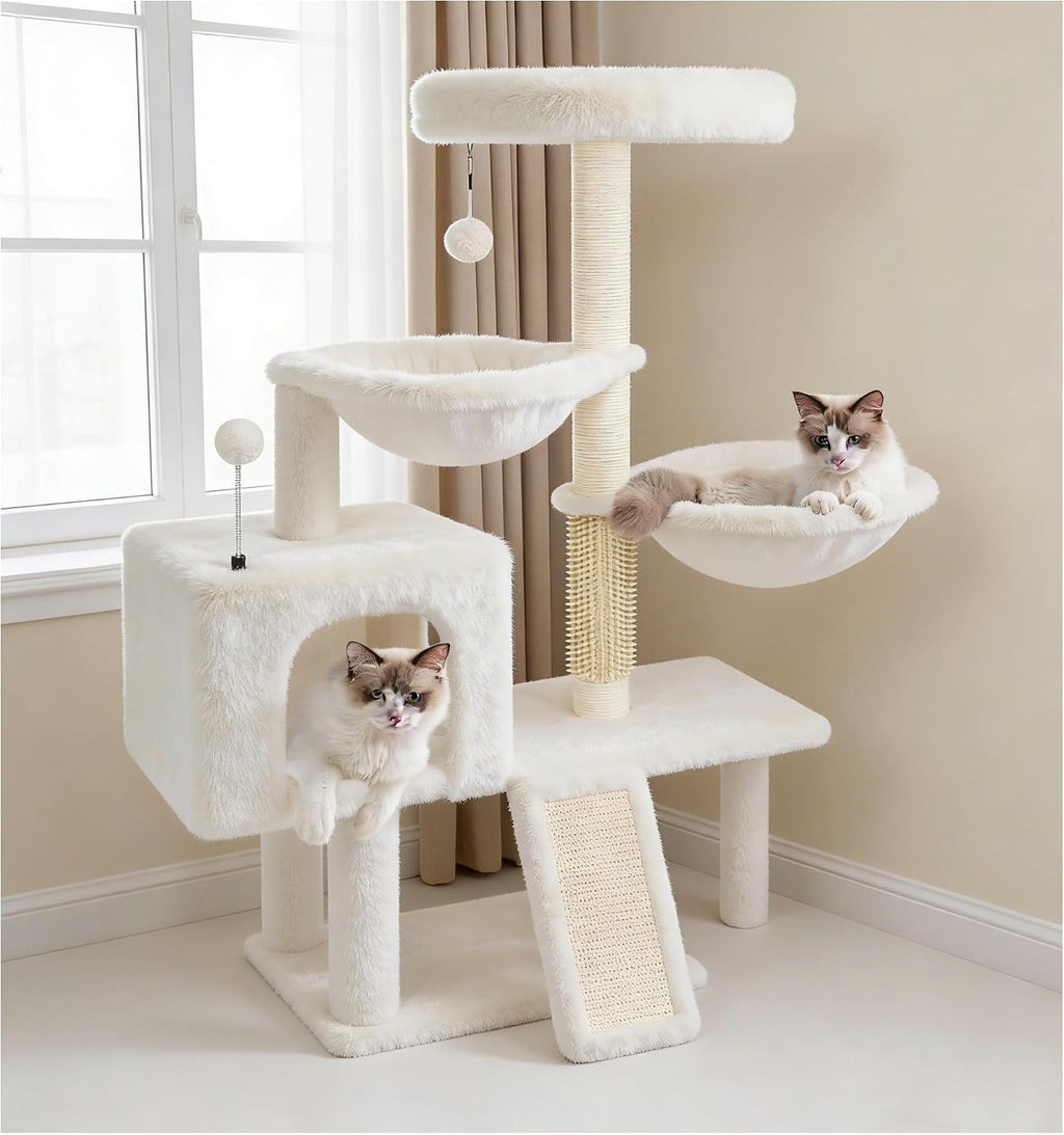 ROYPET 3-Tier Grey Cat Tree Tower with Hammocks (Beige, 39.4'')