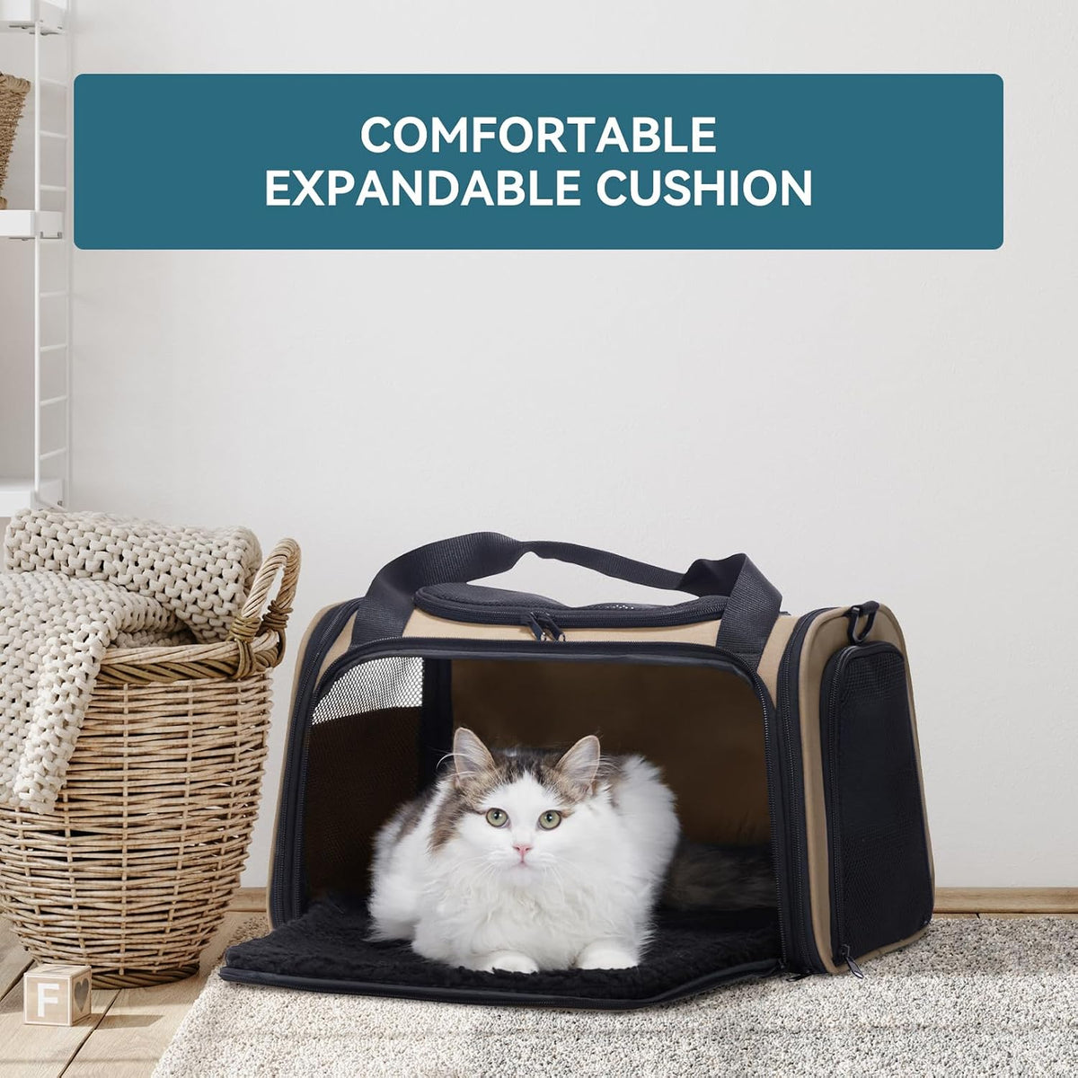 PETSFIT Pet Carrier for Cat, Small Dogs, Khaki