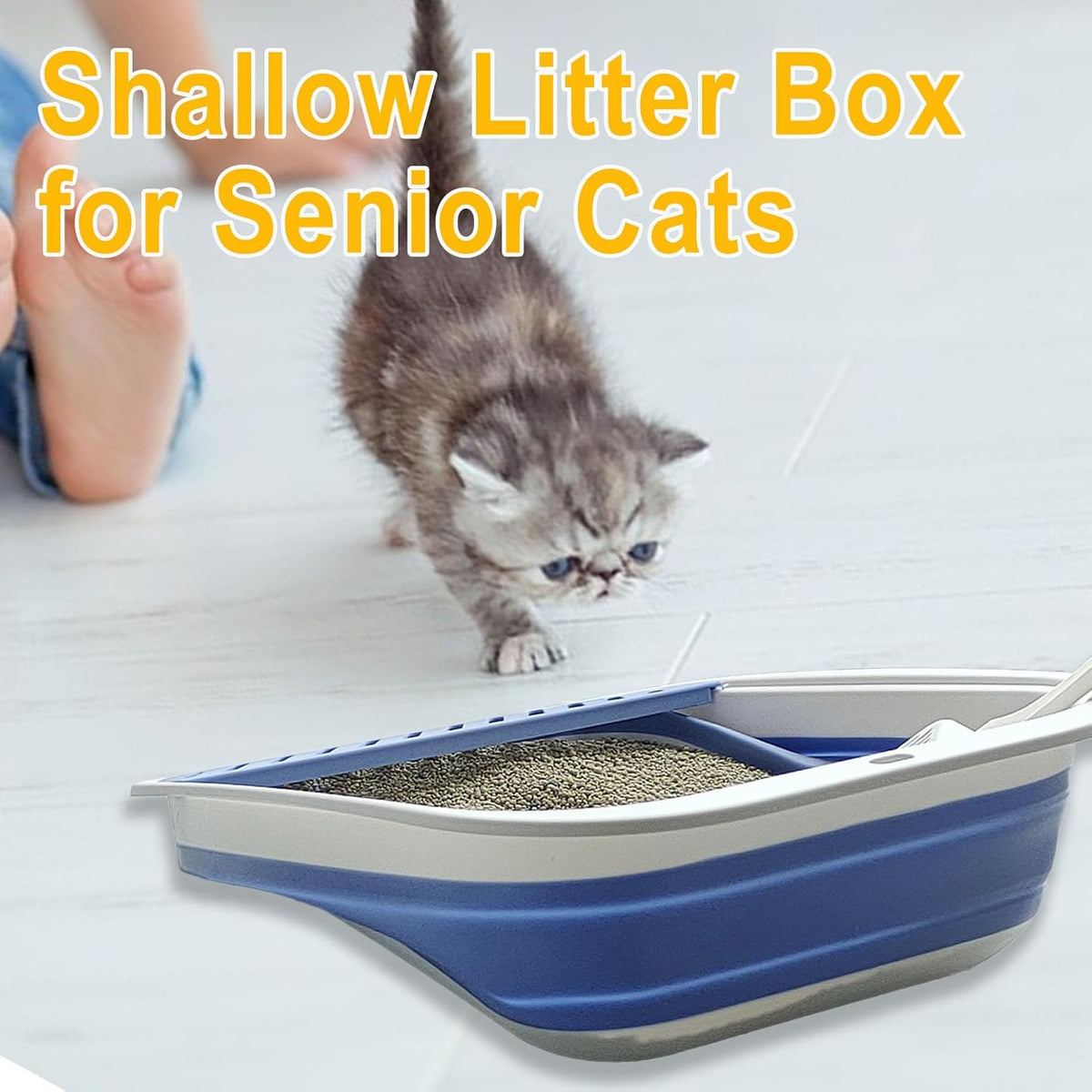 Low Entry Kitten Litter Box Collapsible Shallow Litter Box