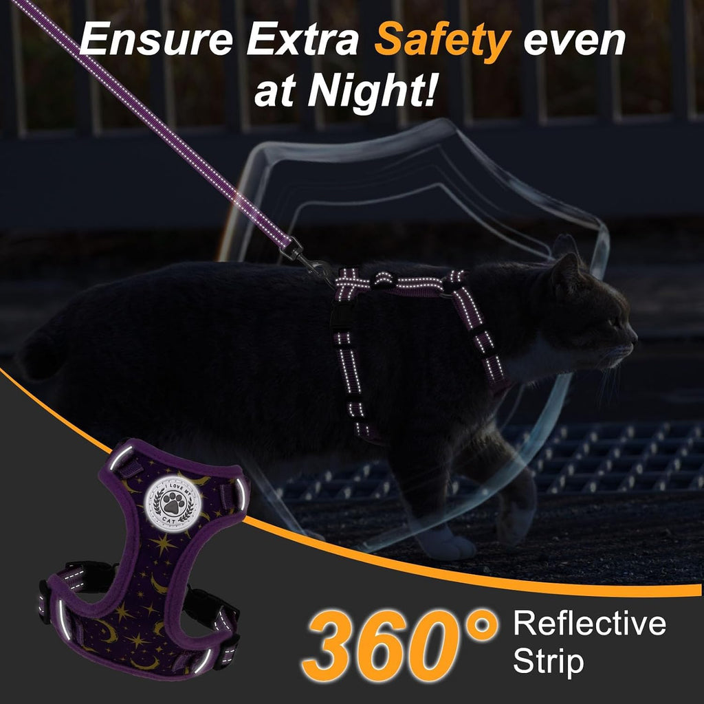 BEAUTYZOO Cat Harness and Leash Set, Escape Proof and Adjustable, Purple