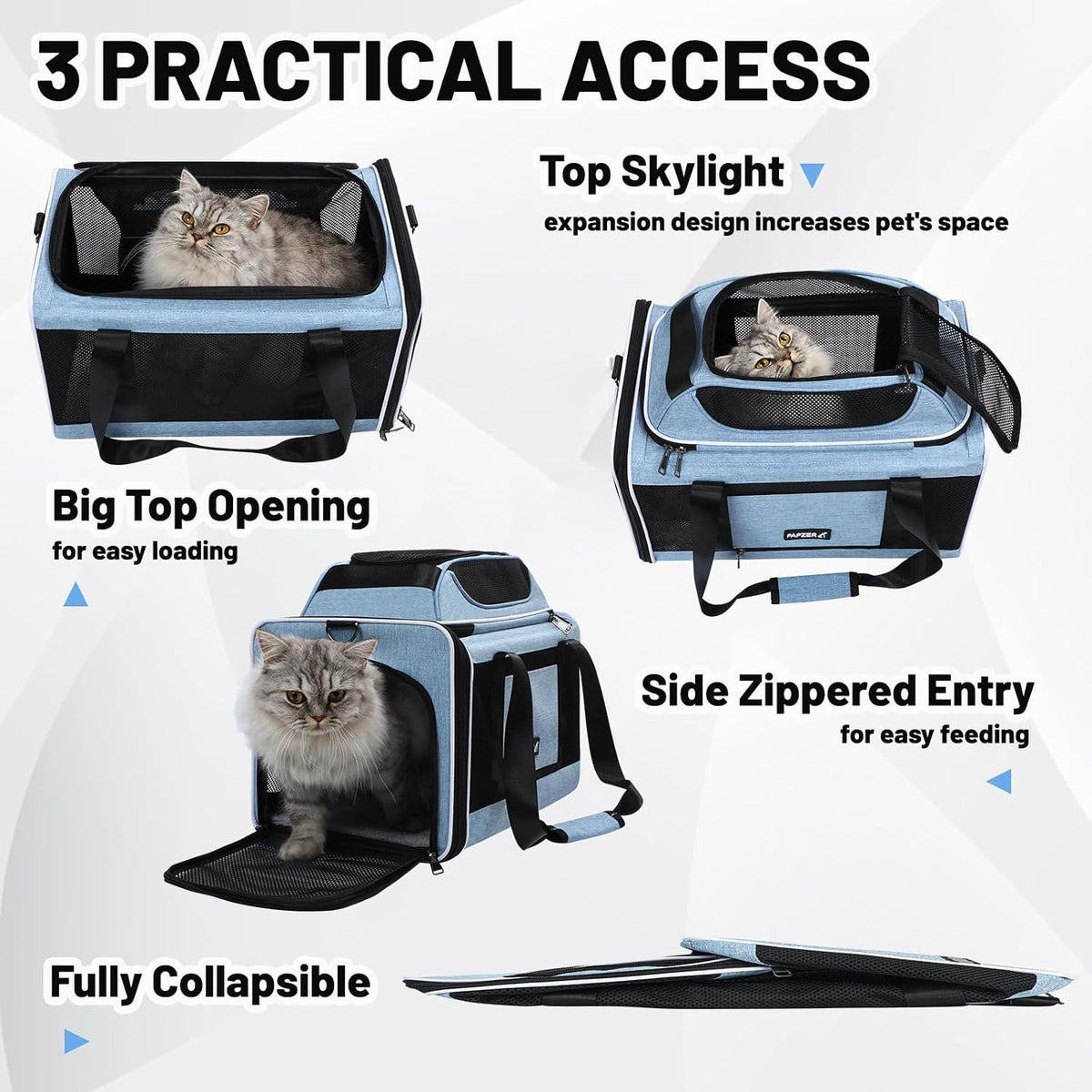 Cat Carrier Top-Expandable 18x11x11, United Delta American Airline Approved