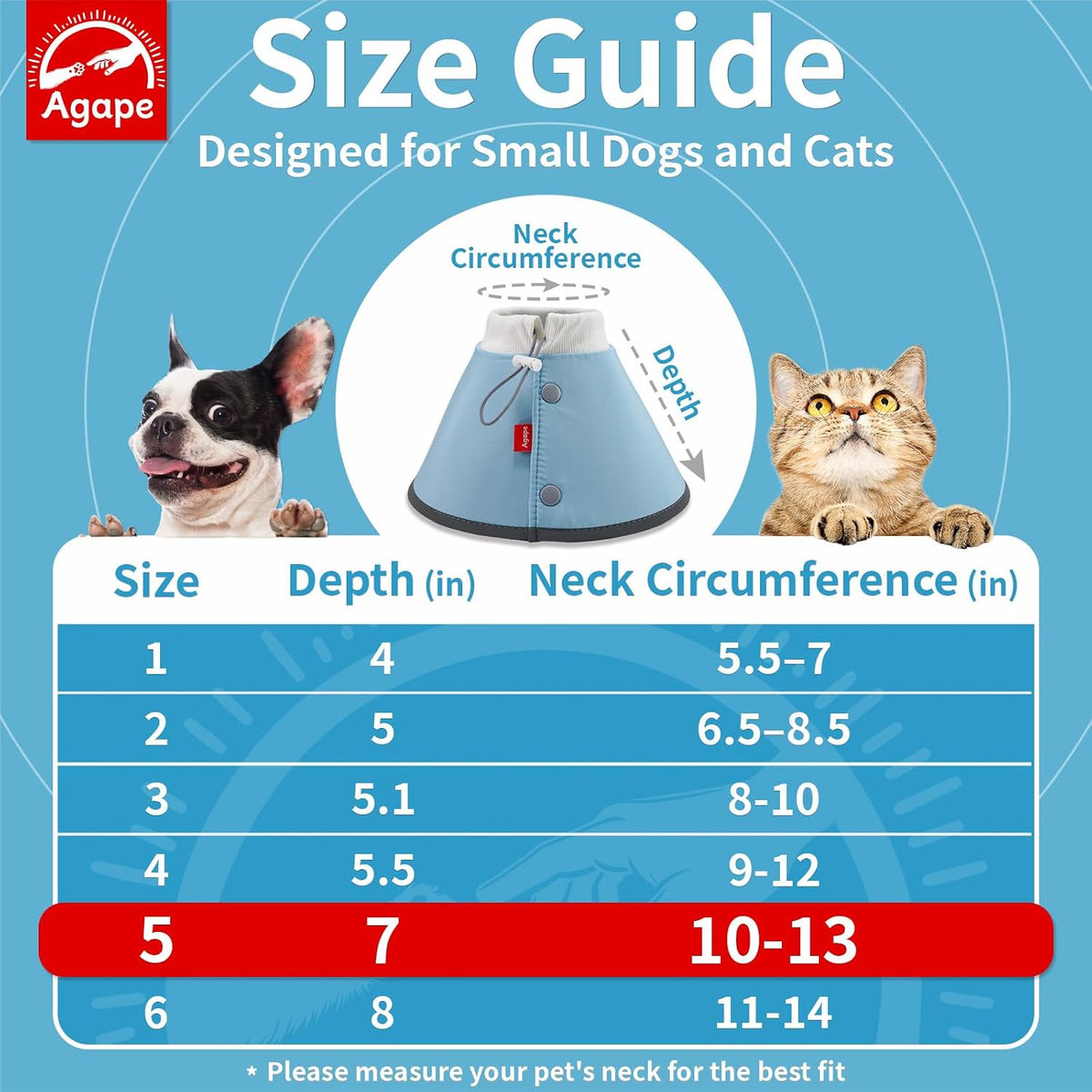 Agape Soft Dog Cone for Small Dogs & Cats, Recovery Collar to Stop Licking