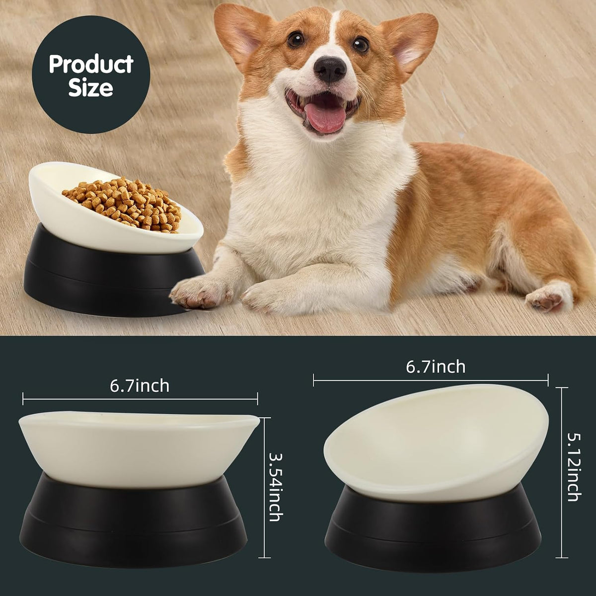 Bulldog Bowl Anti-Slip Dog Cat Dish Detachable Rubber Dog Bowl Pet Sterile Tilted Pet Feeder Slope Base