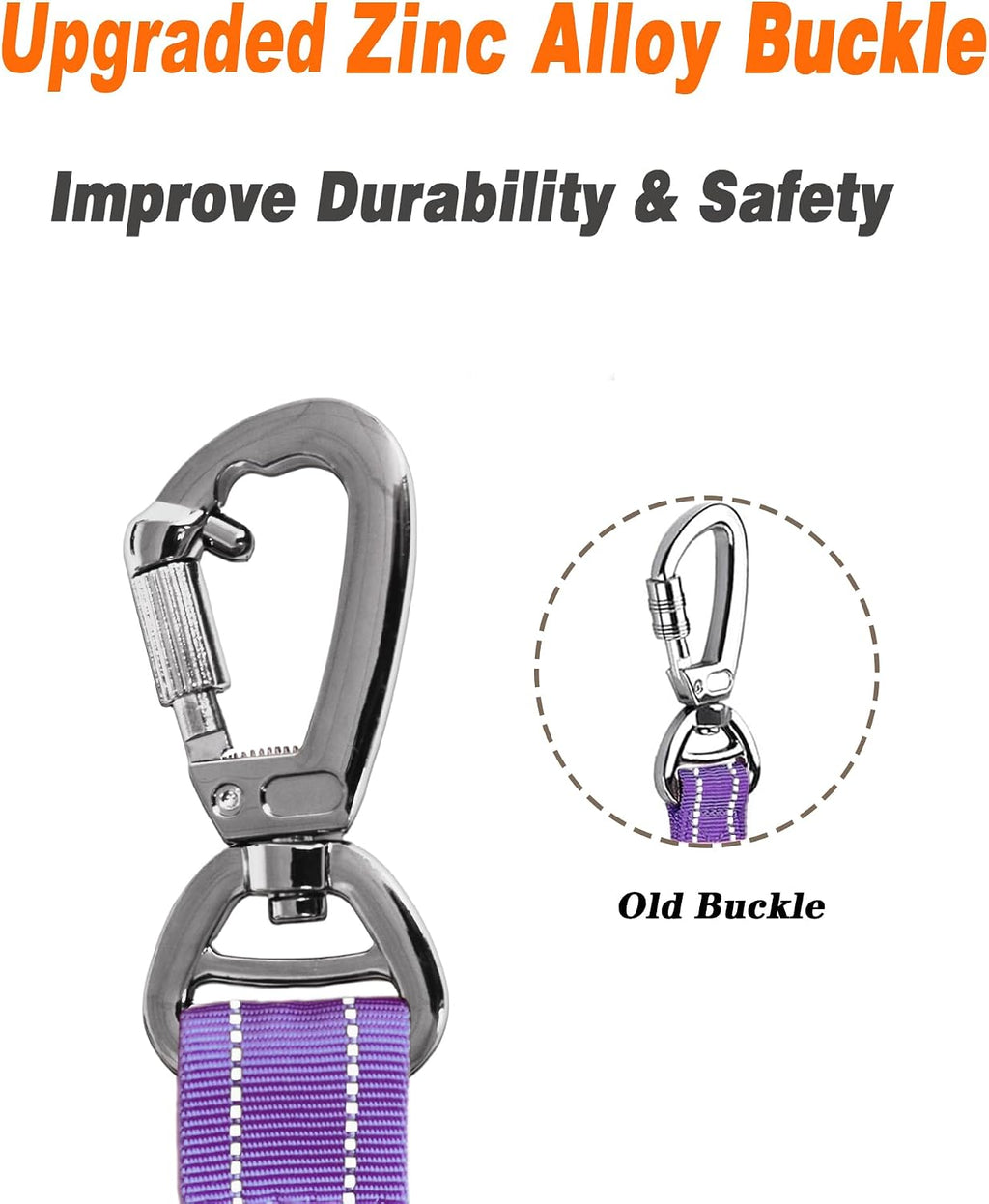 AUBELL Tactical Dog Leash Heavy Duty,4-6ft No Pull Bungee Leash,Purple