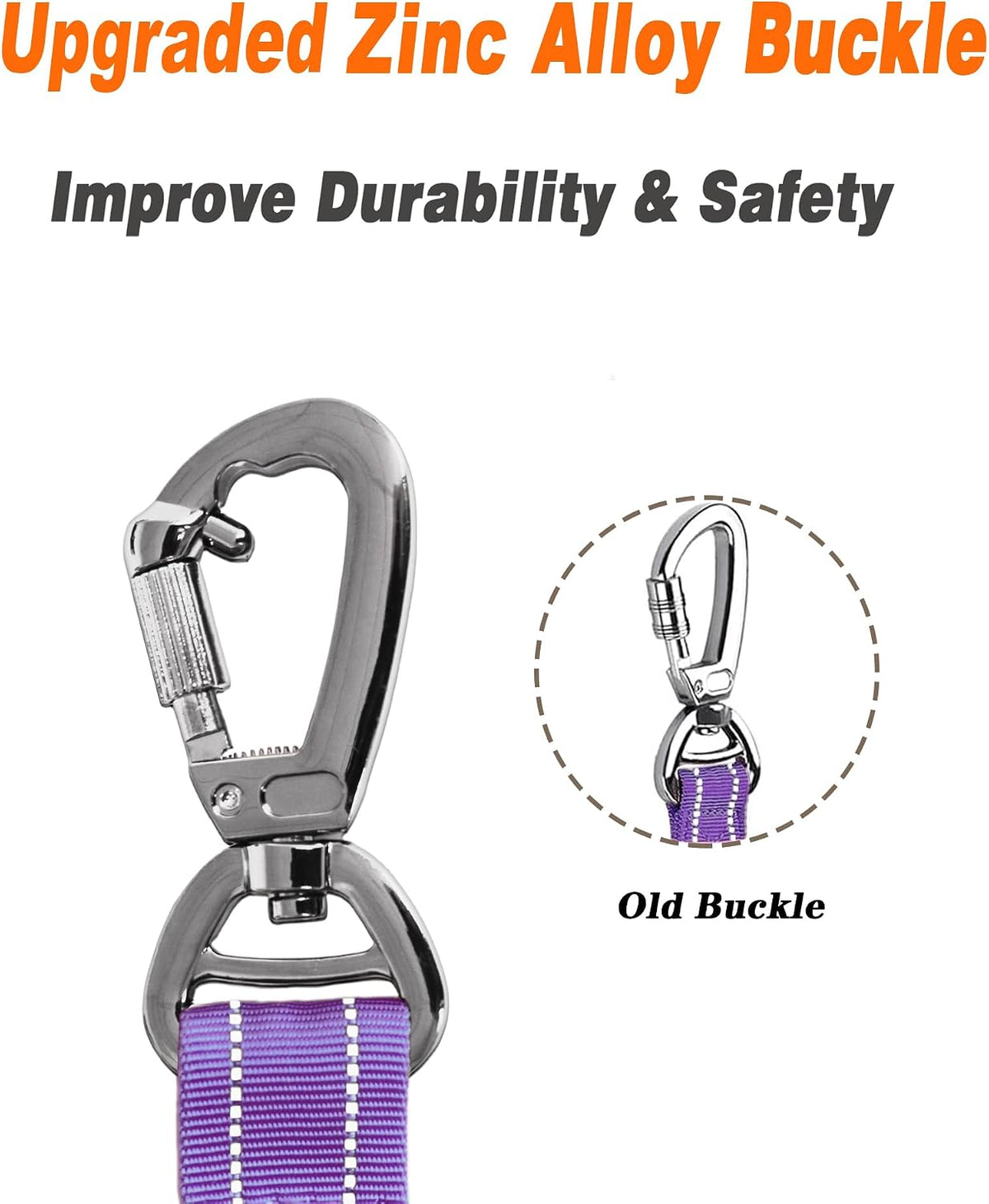 AUBELL Tactical Dog Leash Heavy Duty,4-6ft No Pull Bungee Leash,Purple