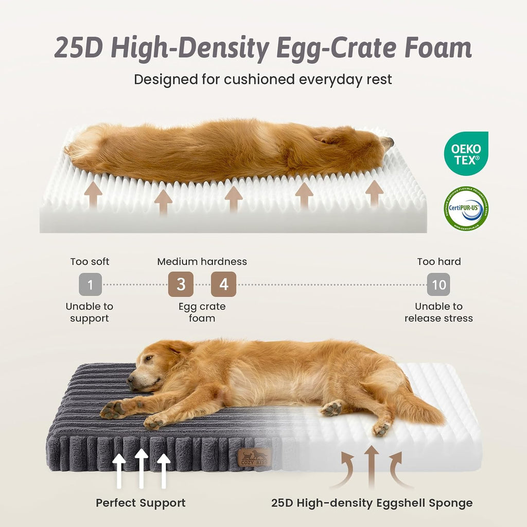 COZY KISS Orthopedic Washable Dog Bed for Puppies & Cats, Removable, Dark Grey